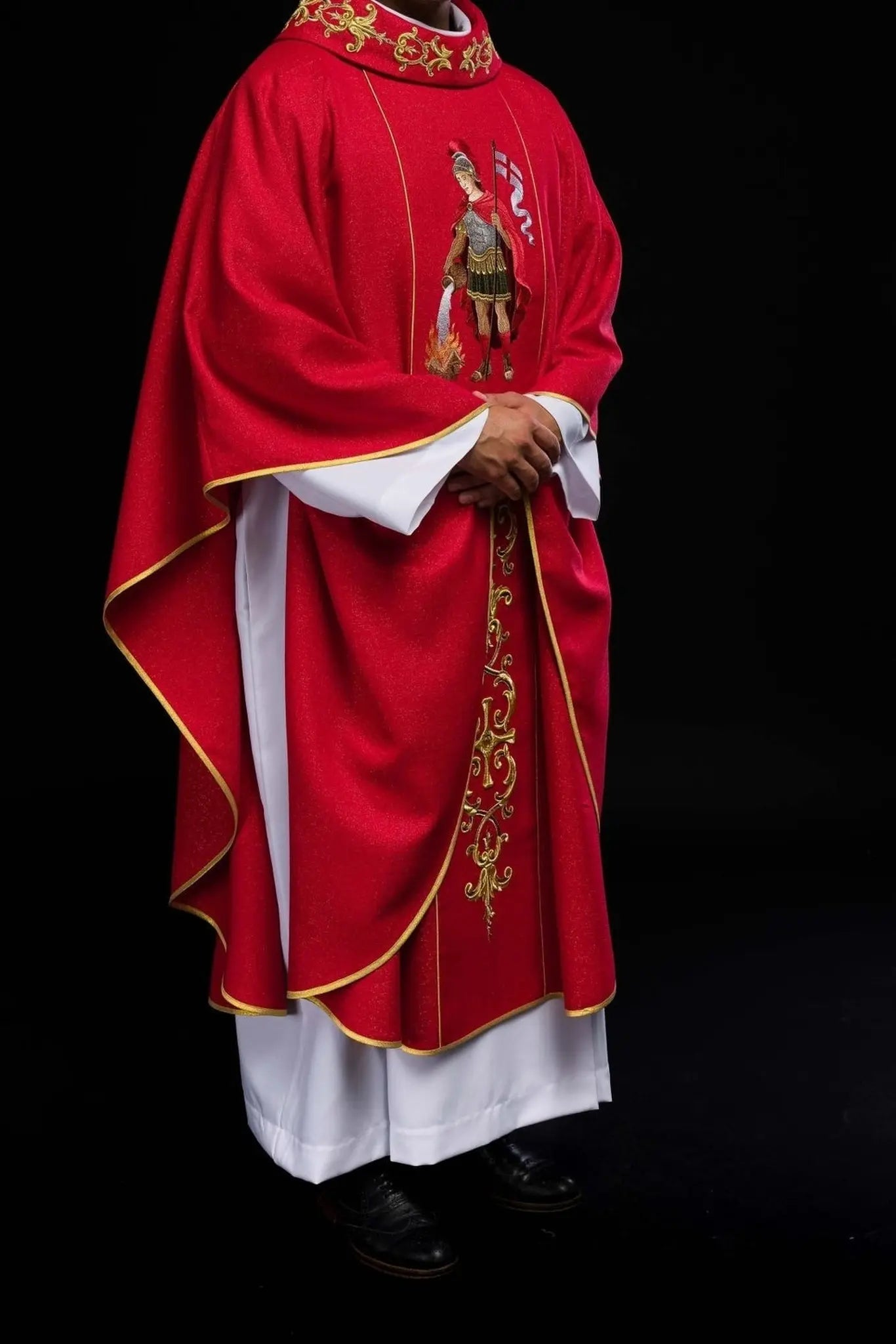 Richly Embroidered Chasuble Featuring Saint Florian