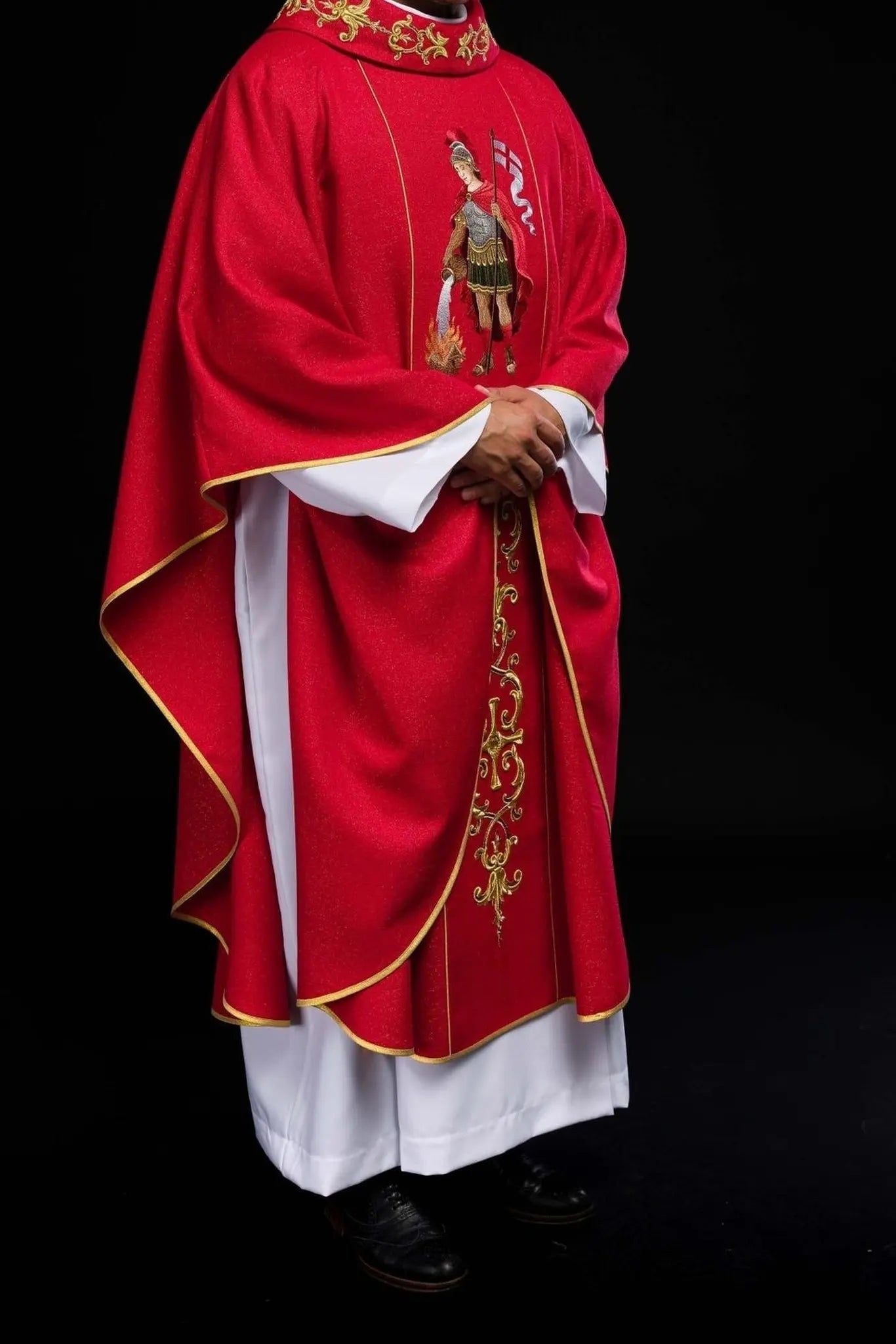 Richly Embroidered Chasuble Featuring Saint Florian