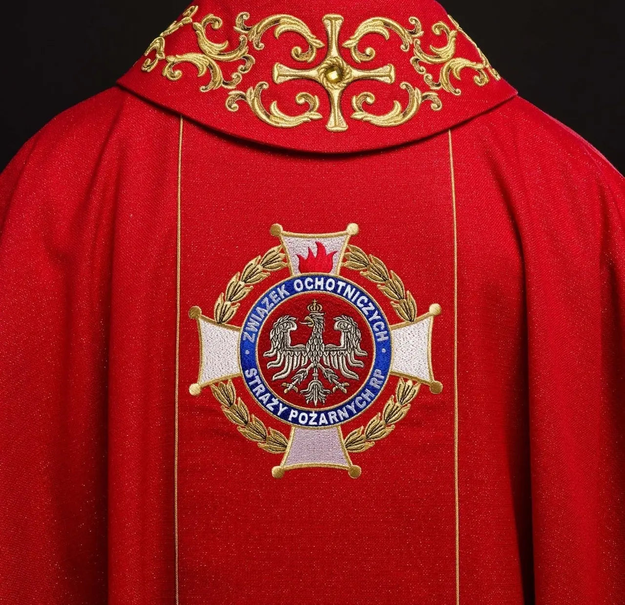Richly Embroidered Chasuble Featuring Saint Florian