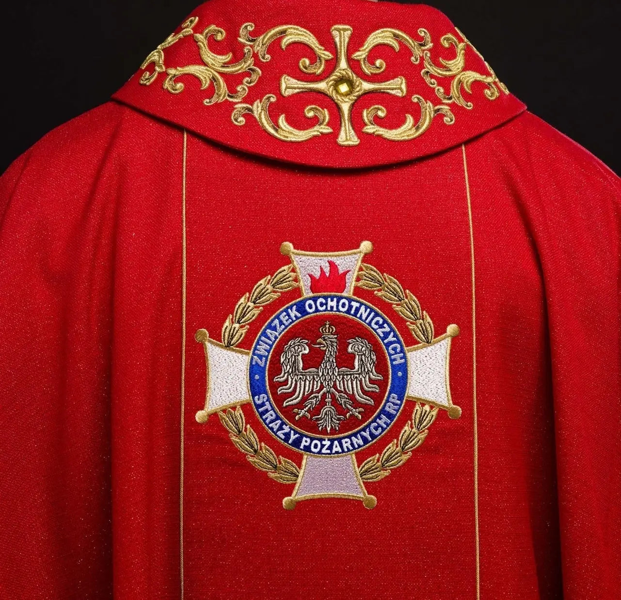 Richly Embroidered Chasuble Featuring Saint Florian