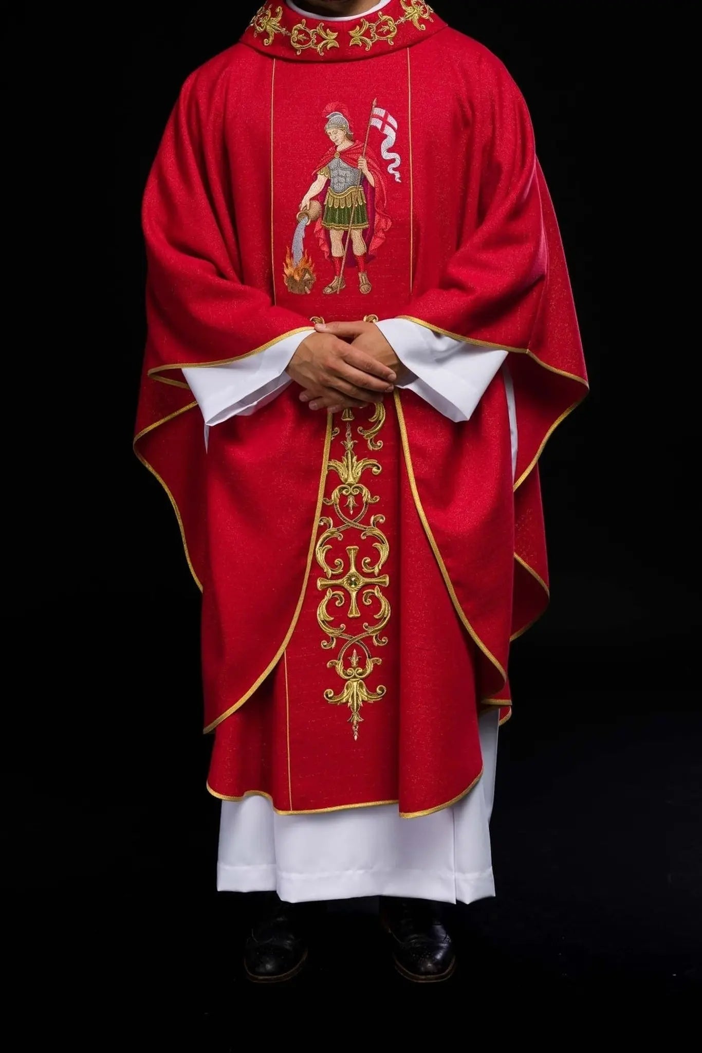 Richly Embroidered Chasuble Featuring Saint Florian