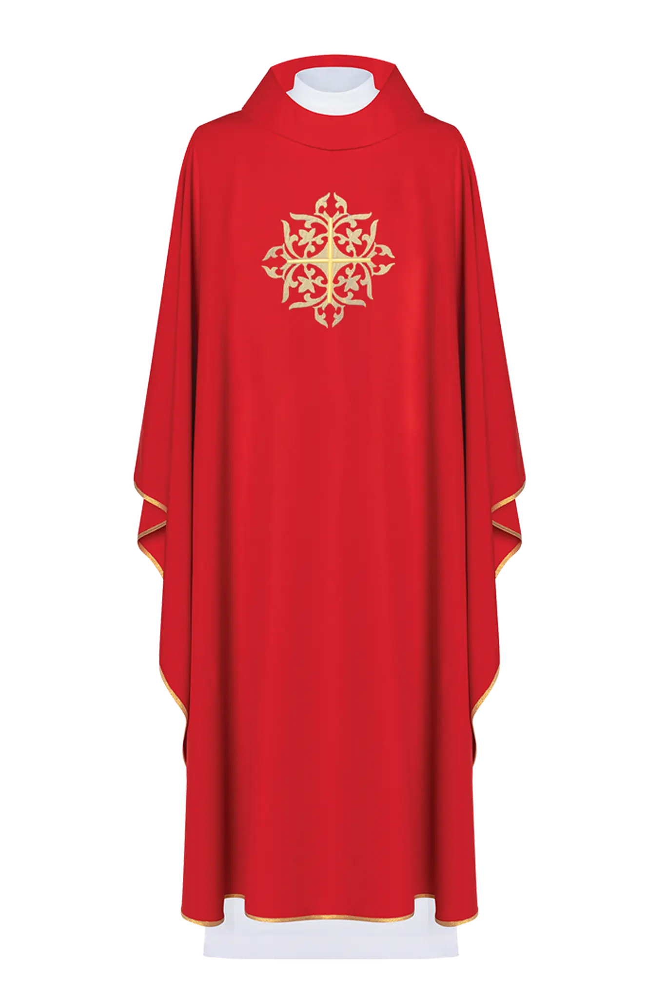 Embroidered Red Chasuble with Decorated Cross