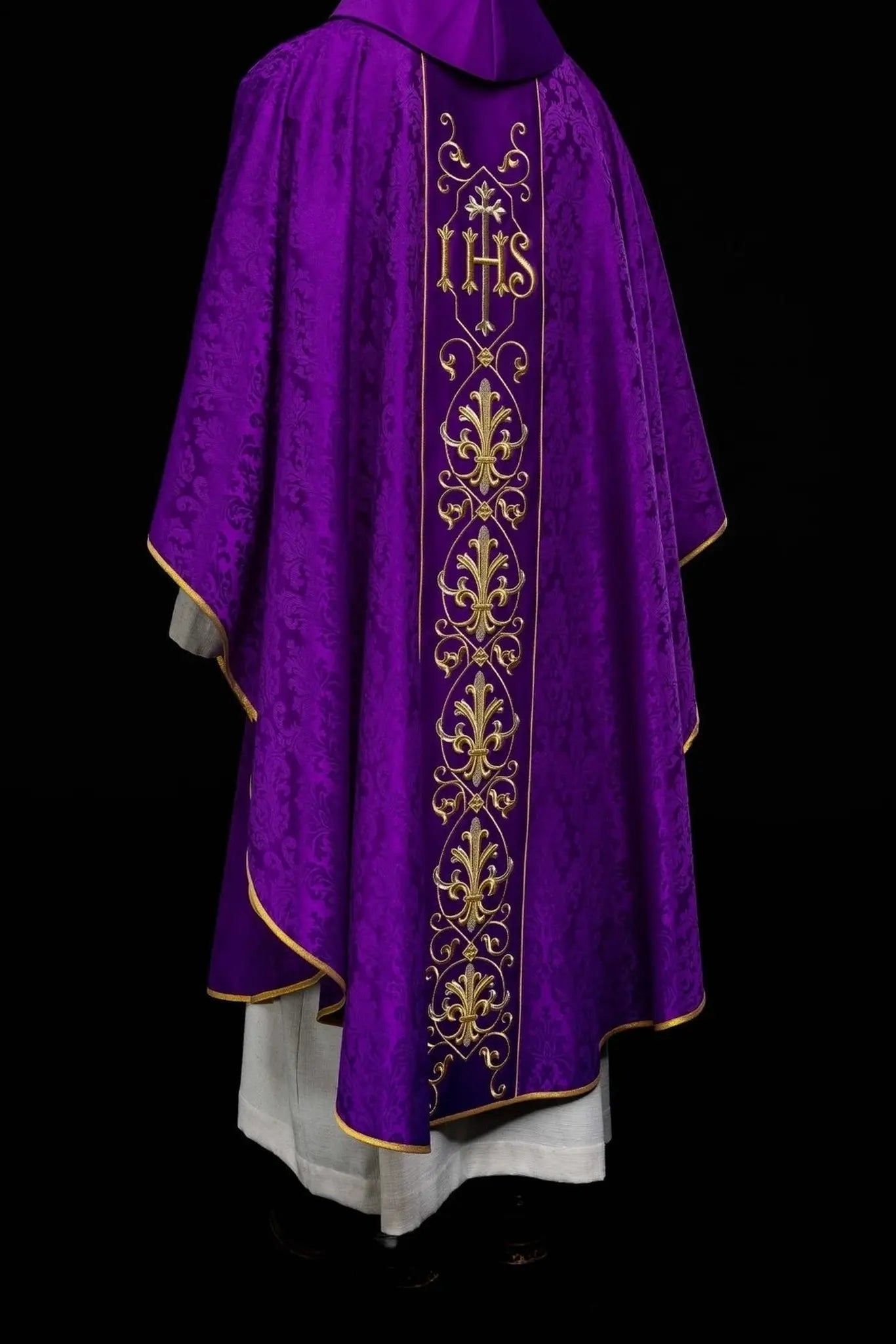 IHS Embroidered Chasuble Purple Decorative Fabric