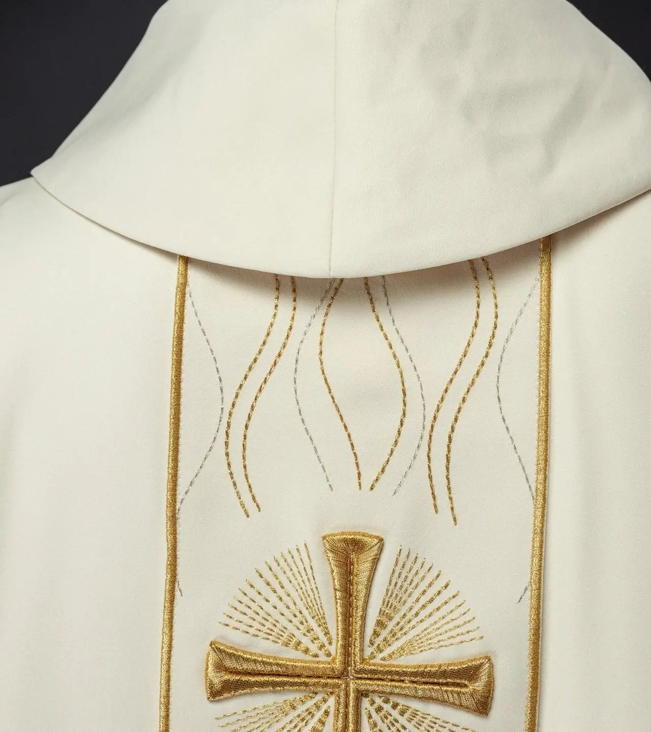 Embroidered Ecru Chasuble with Cross Motif
