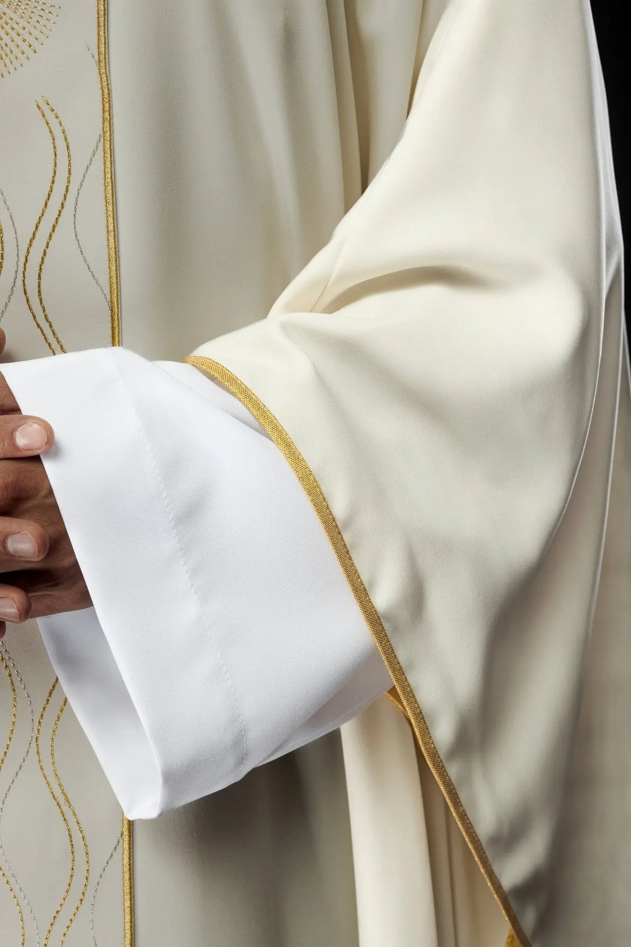 Embroidered Ecru Chasuble with Cross Motif
