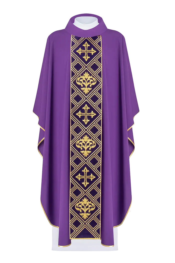 Ornate Embroidered Cross Purple Wide Decorative Belt