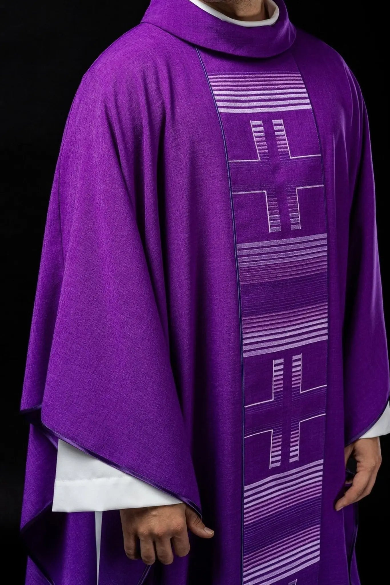 Embroidered chasuble with Crosses in purple
