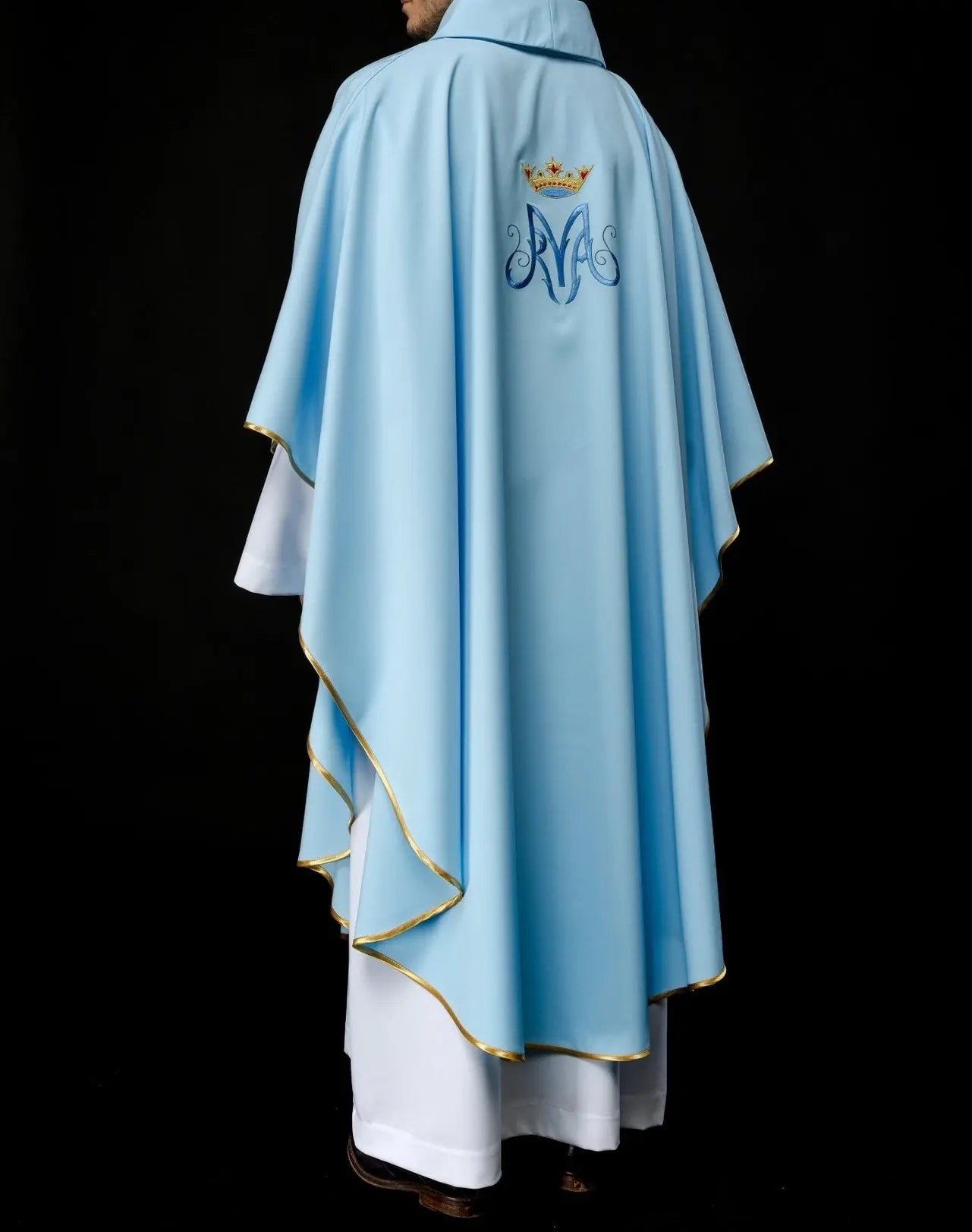 Casulla litúrgica mariana en azul