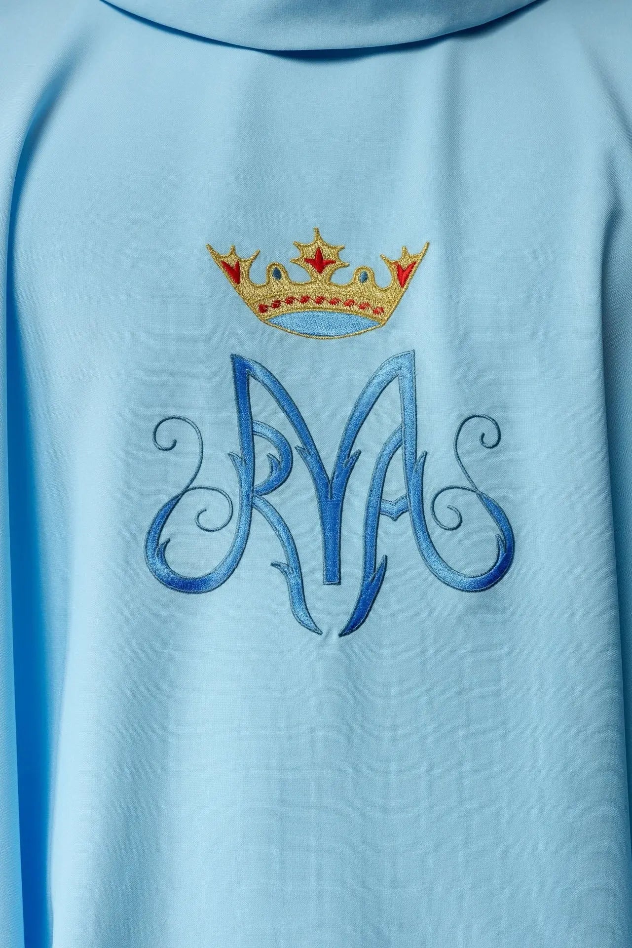 Casulla litúrgica mariana en azul