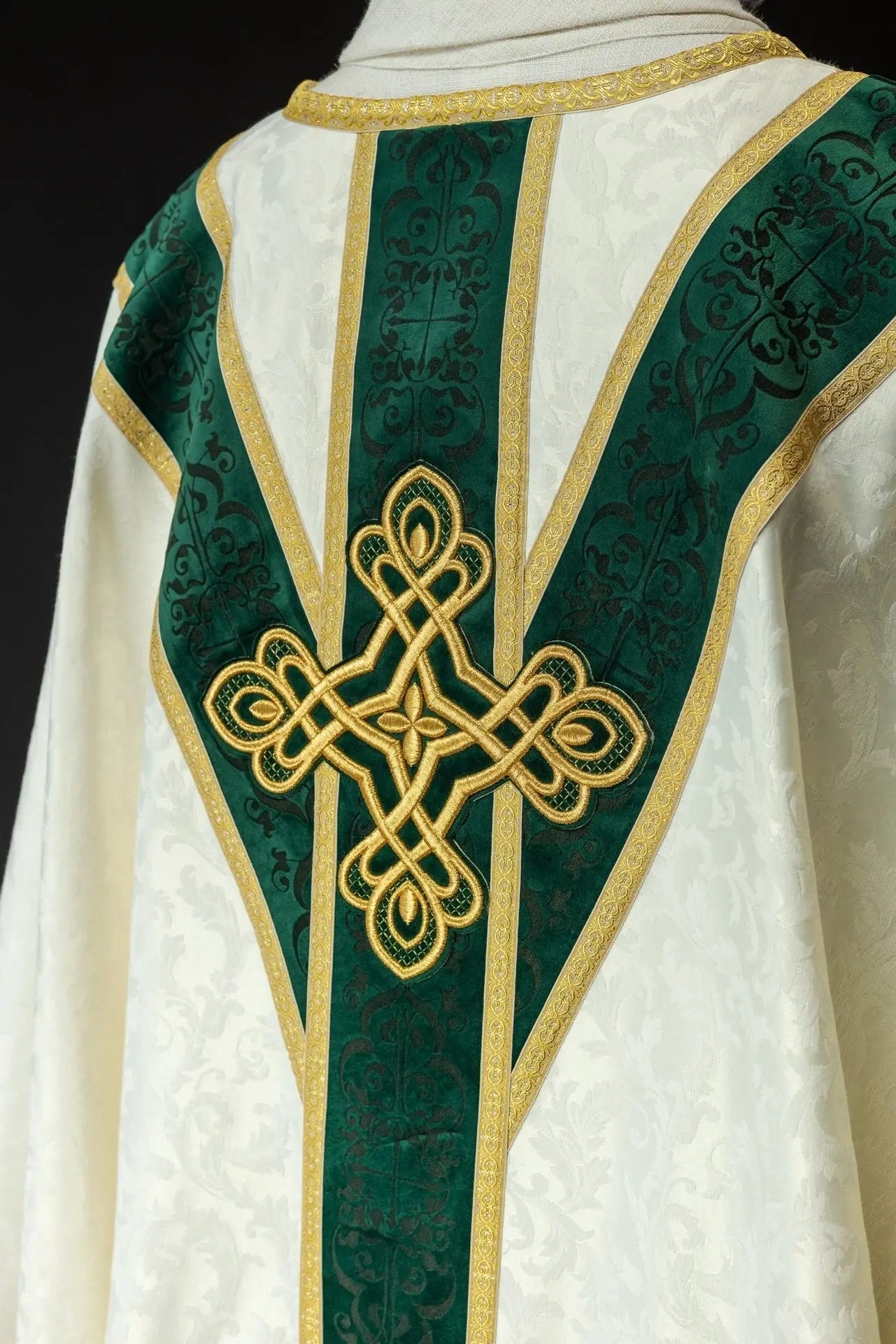 Handmade Chasuble with Velvet Band and Natural Stones – Collection 7007