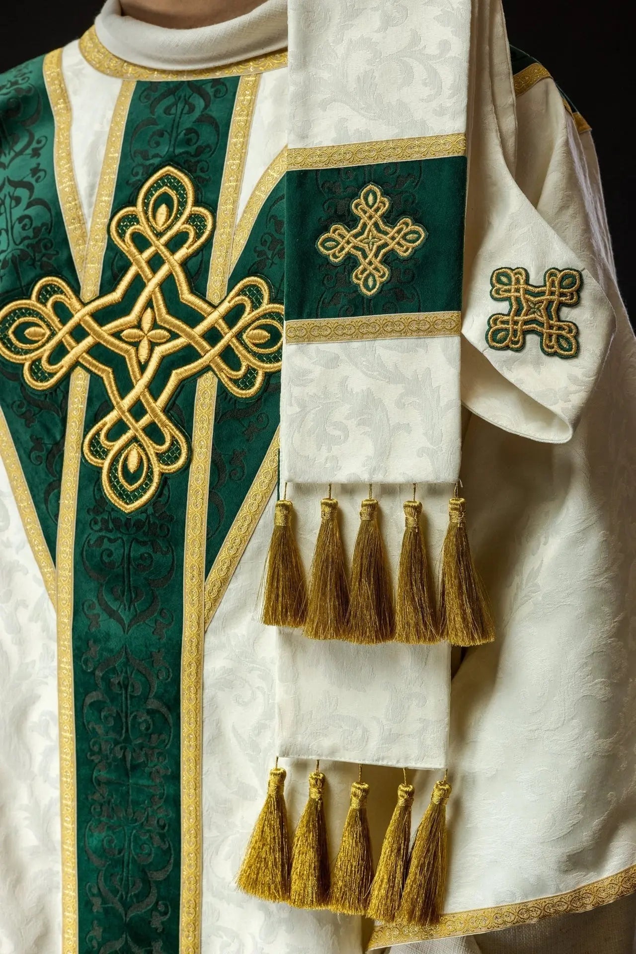 Handmade Chasuble with Velvet Band and Natural Stones – Collection 7007