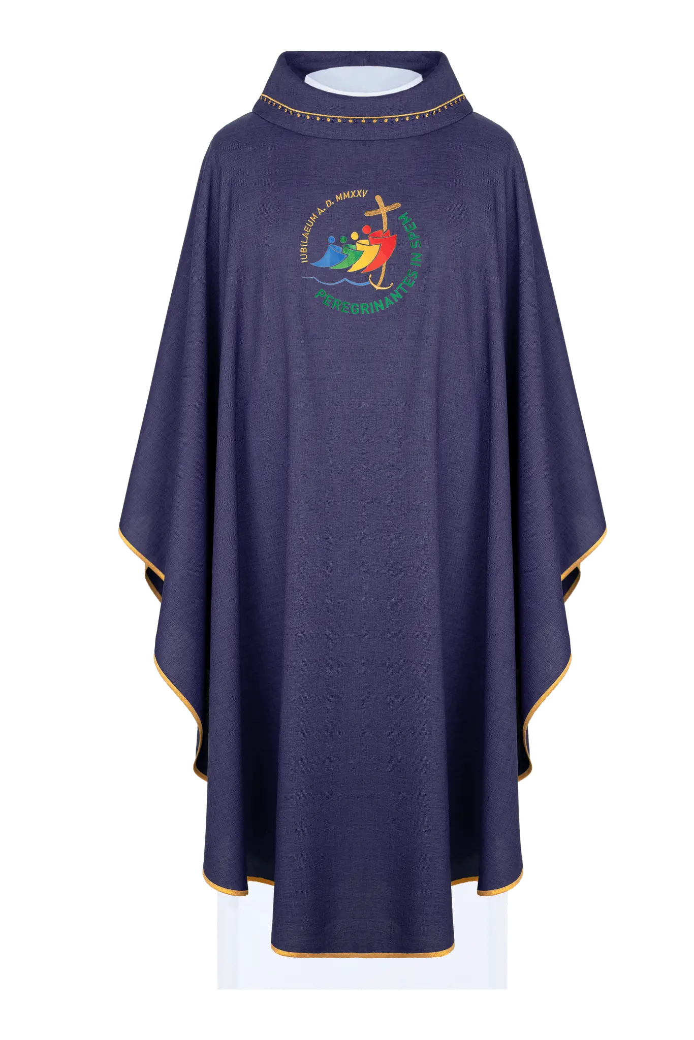 Chasuble with JUBILEE ROME 2025 Embroidery and Purple Collar Trim (In Polish Language)