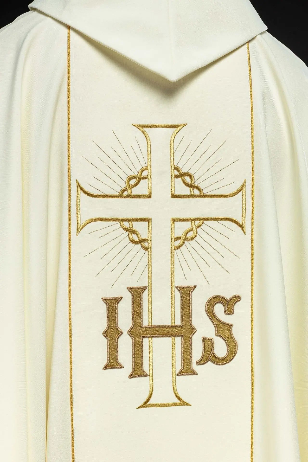 Chasuble with decorated IHS belt of grapes and ears and gold piping
