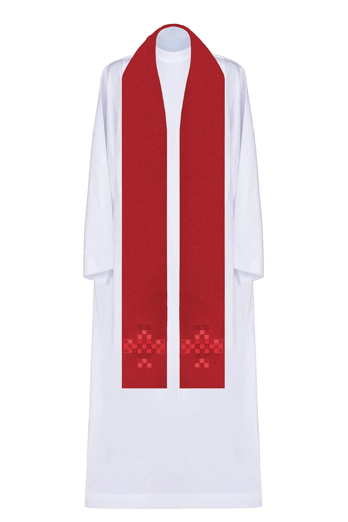 Priest's stole in red with mosaic cross - HAFTINA ATELIER