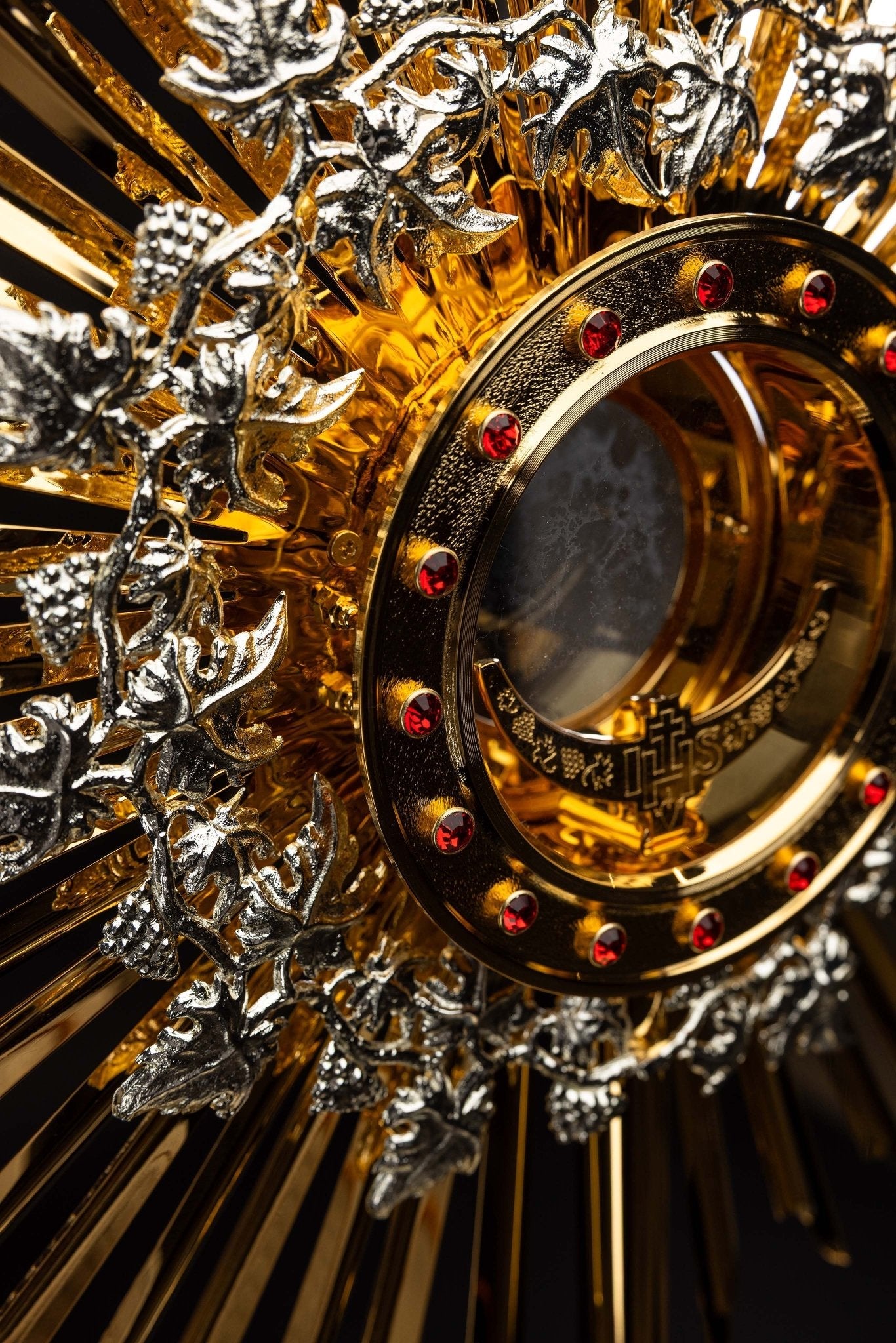 Handmade Gilded Brass Monstrance with Rubies - 70 cm - image 6