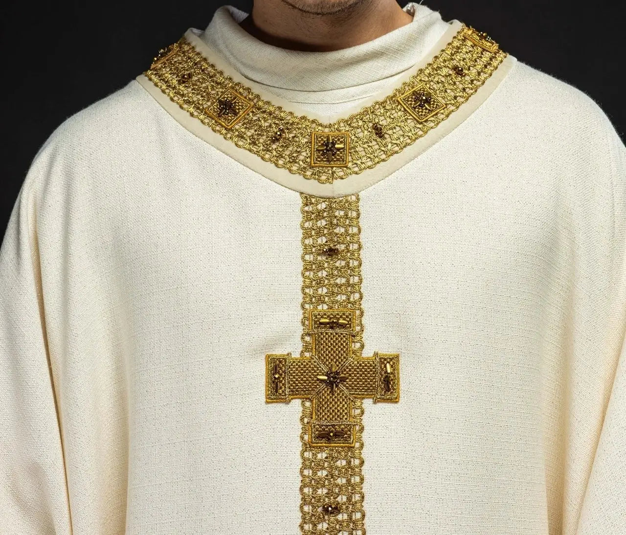 Handcrafted Chasuble with Natural Stones – Handmade Collection 7002