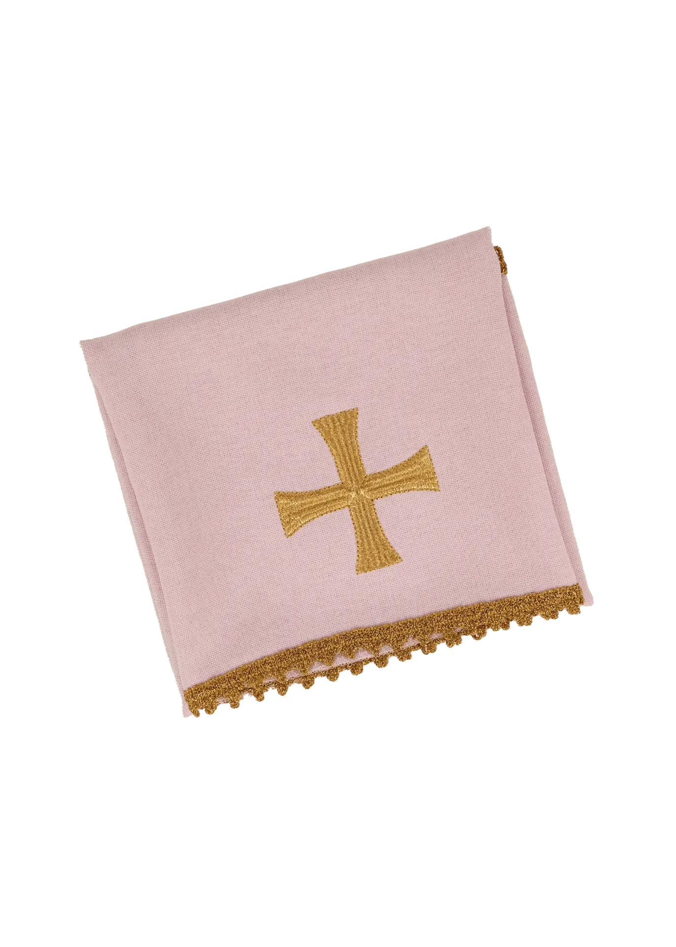 Pink chalice veil with symbol of the cross