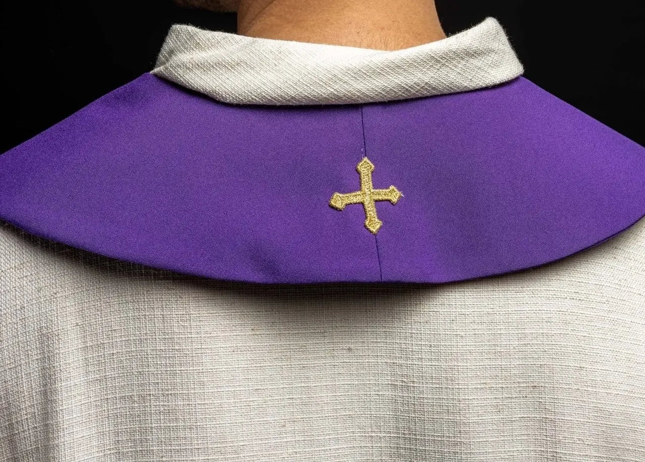 Estola reversible Cruz de Jerusalén púrpura y blanca