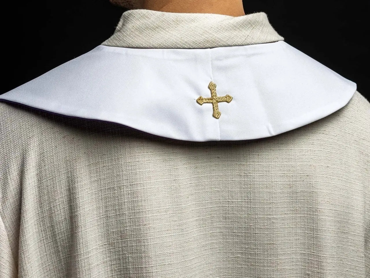 Estola reversible Cruz de Jerusalén púrpura y blanca