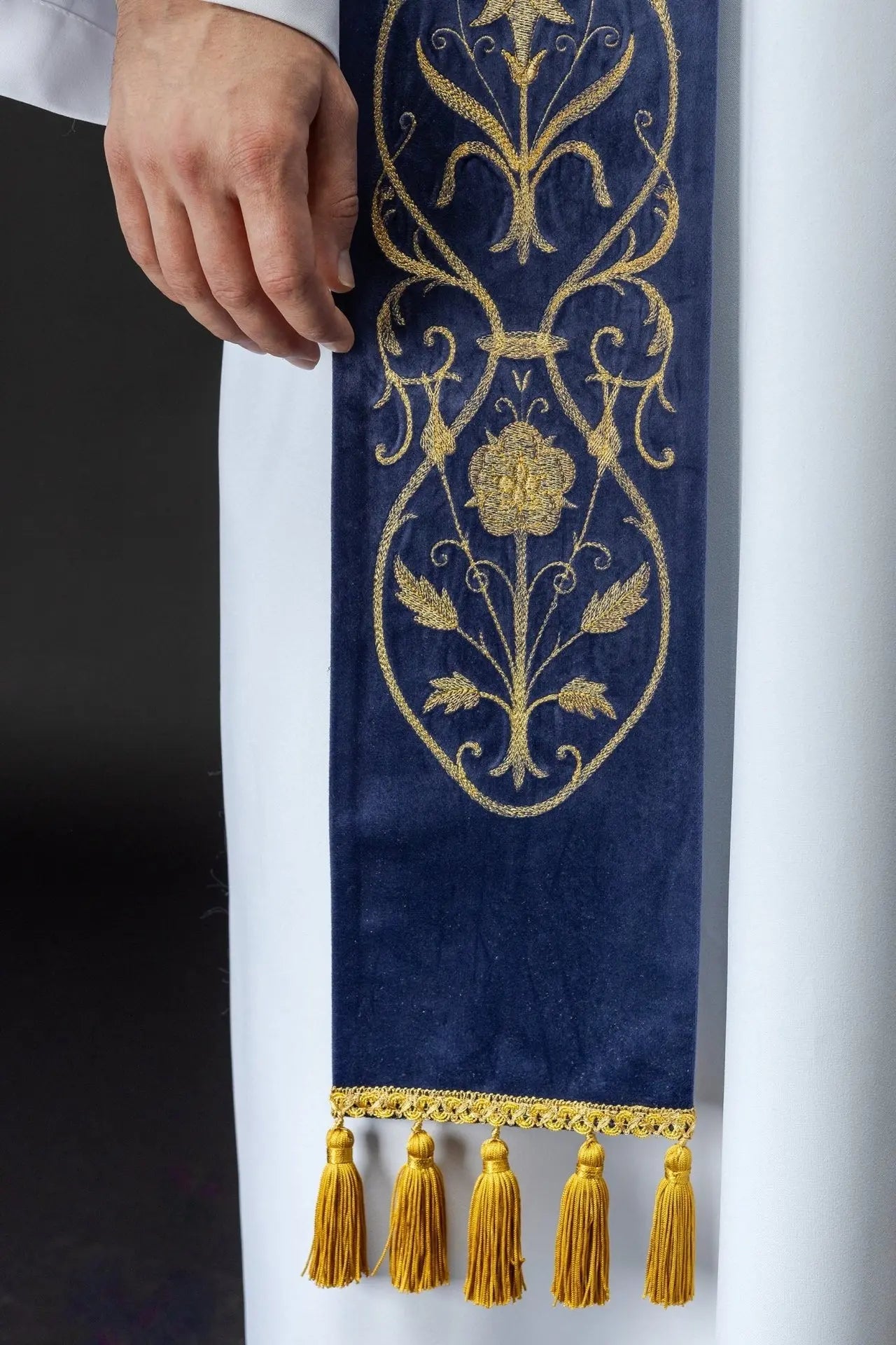 Embroidered purple IHS stole