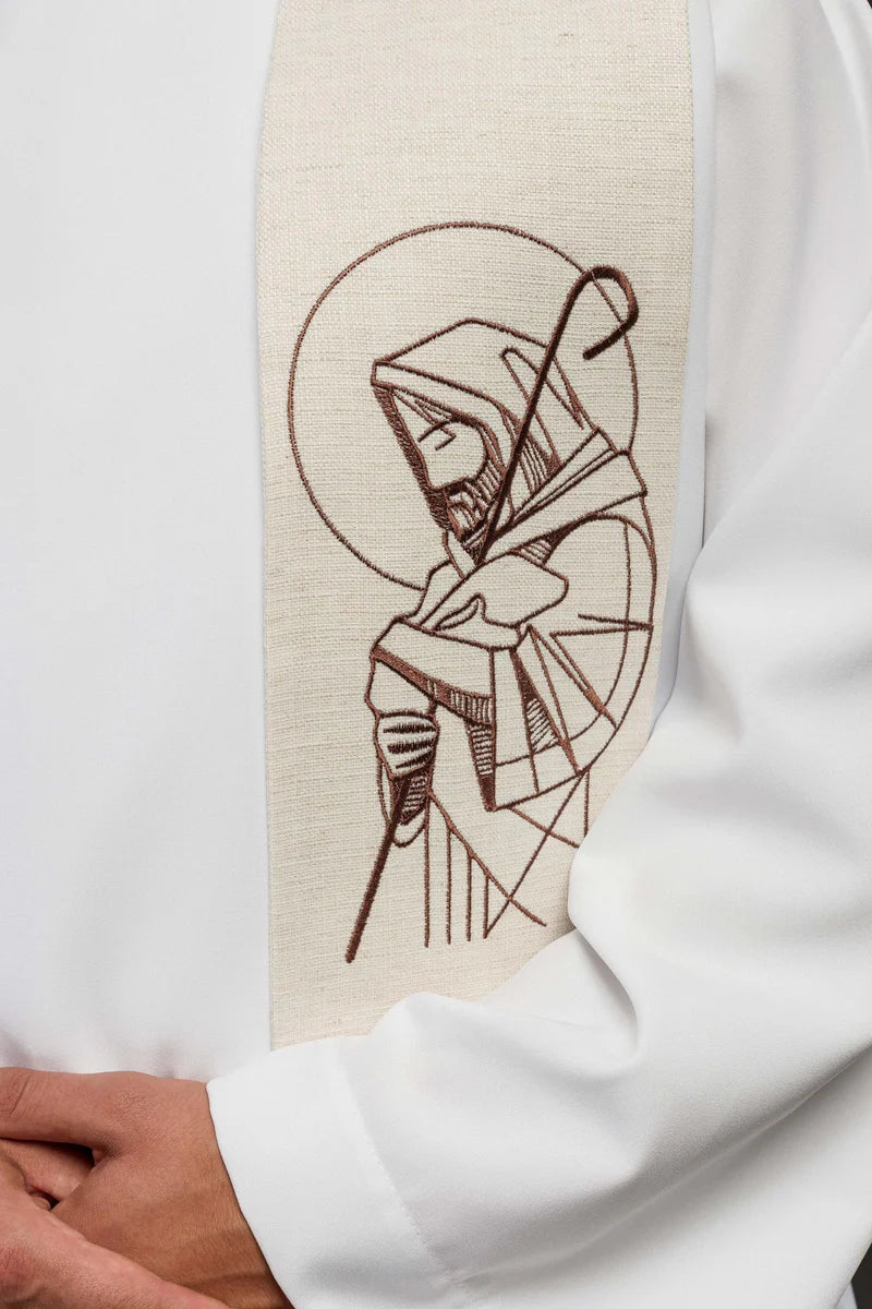 Estola bordada "Jesús el Buen Pastor" en ecru