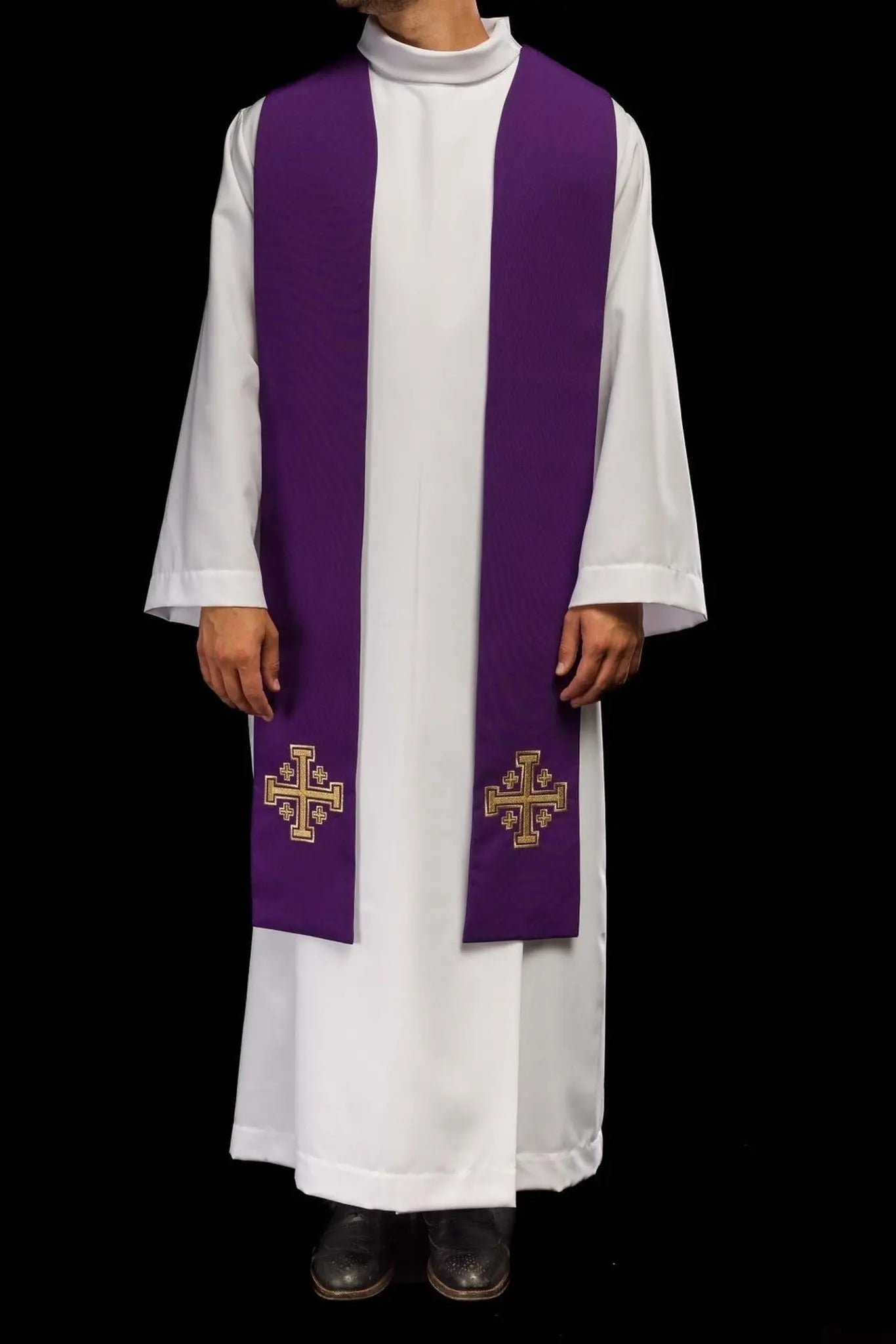 Estola bordada Cruz de Jerusalén púrpura