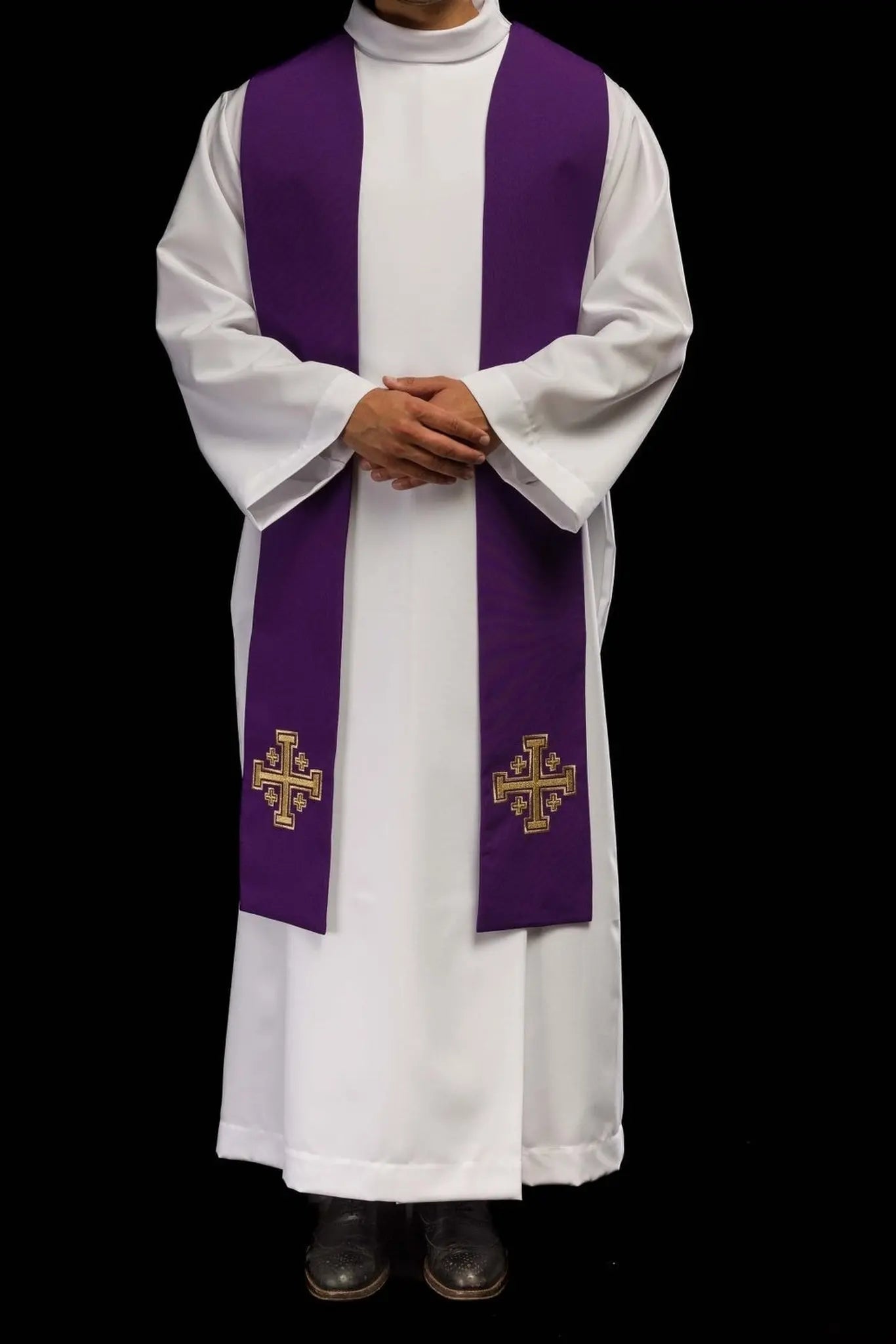 Estola bordada Cruz de Jerusalén púrpura