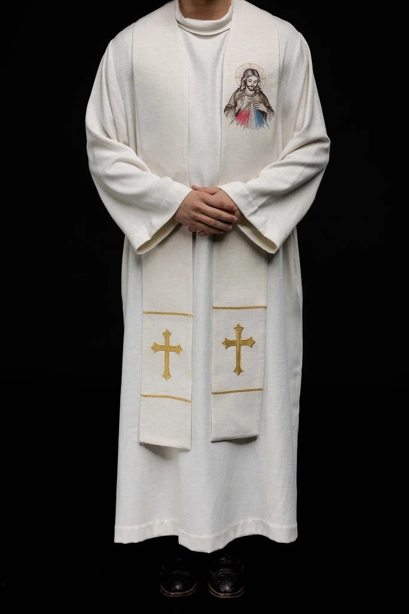 Estola bordada con la imagen de Jesús de la Divina Misericordia