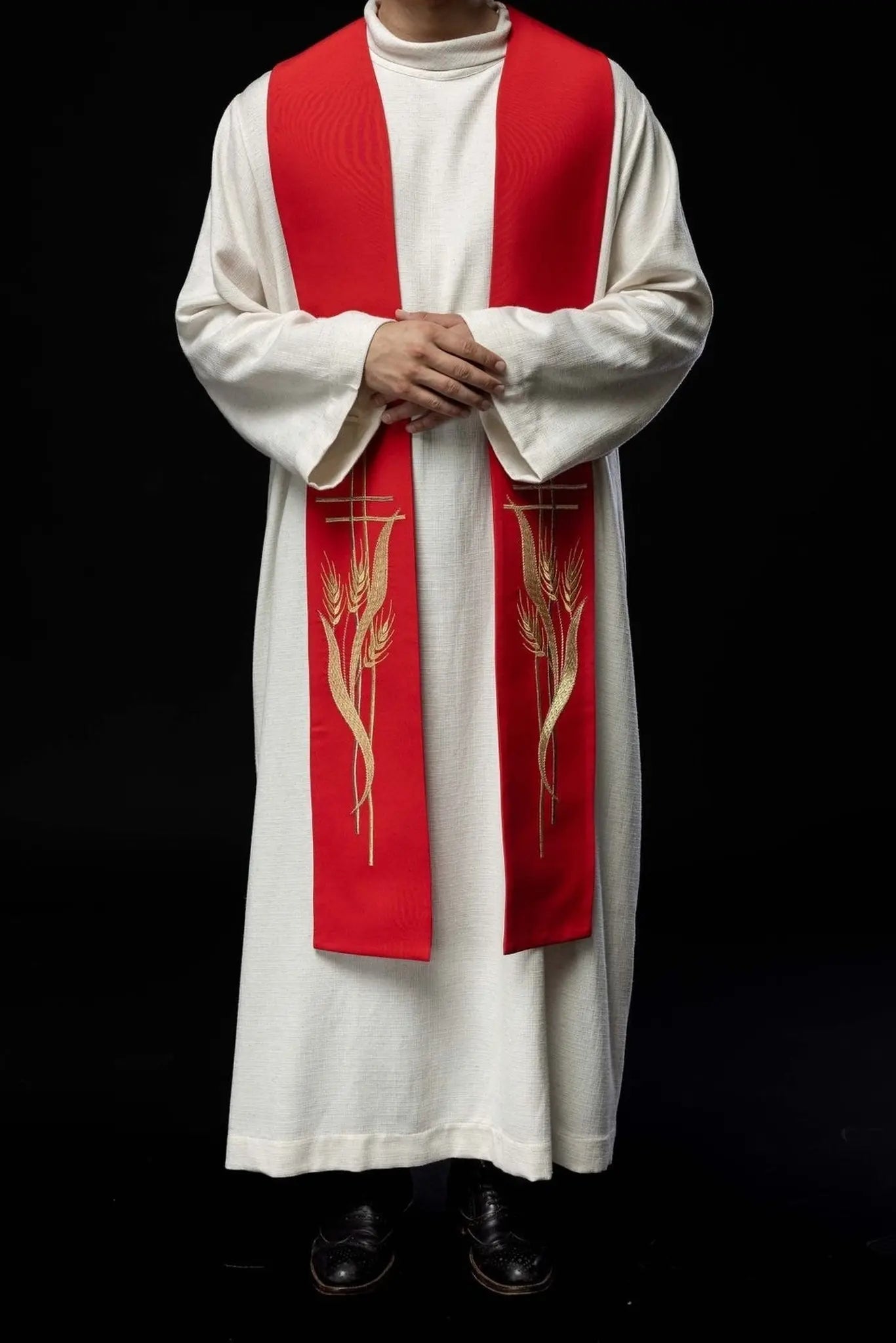 Estola roja bordada para sacerdote