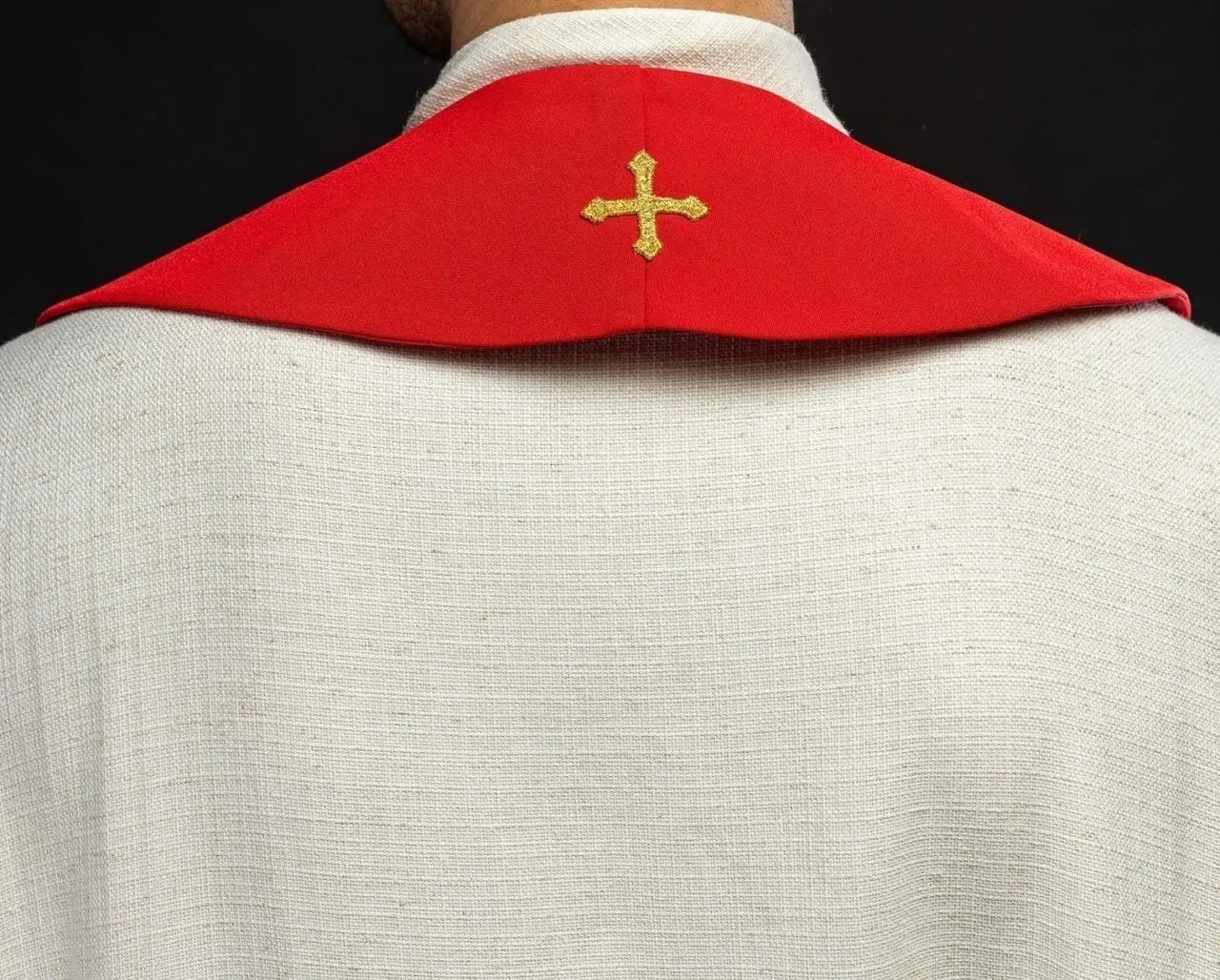 Priest's stole red embroidered IHS with grapes