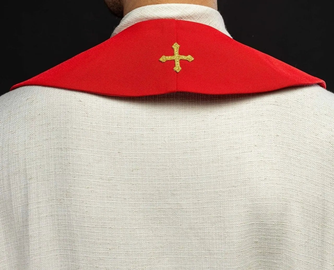 Priest's stole red embroidered Cross