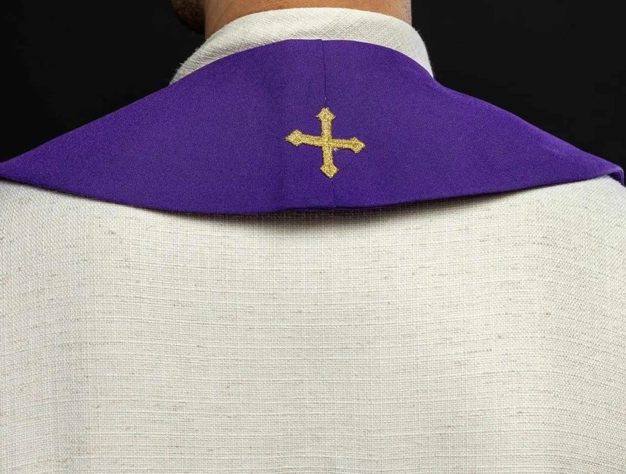 Priest's stole purple embroidered Cross