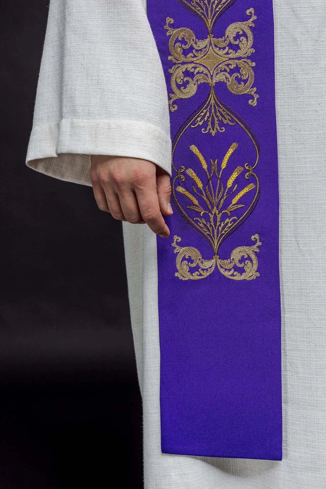 Priest's stole purple chalice IHS