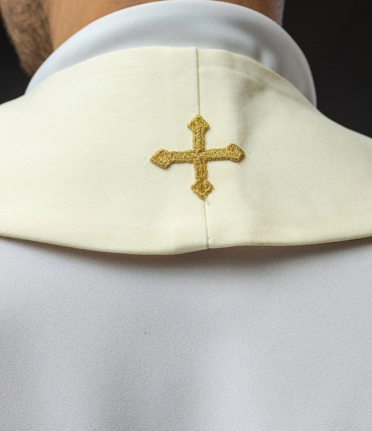 Priestly stole embroidered ecru Cross of Jerusalem
