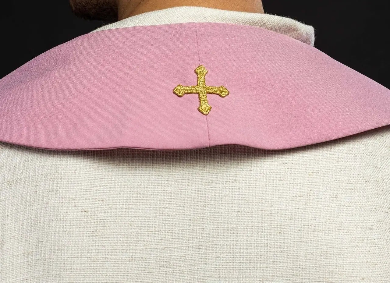 Estola bordada para sacerdote IHS rosa