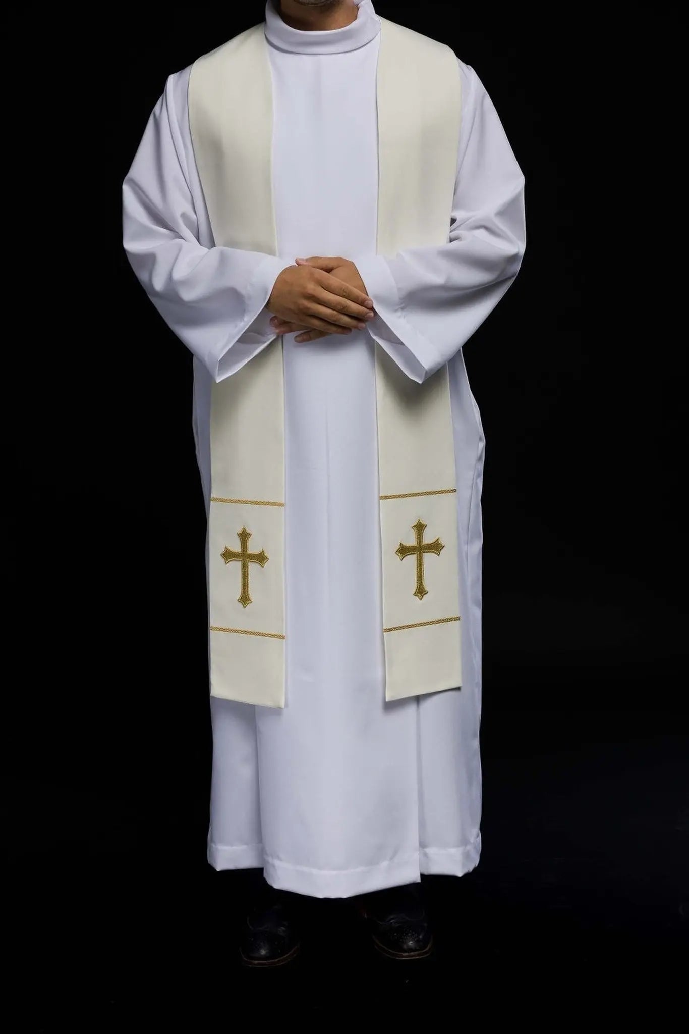 Estola bordada para sacerdote Cruz ecru