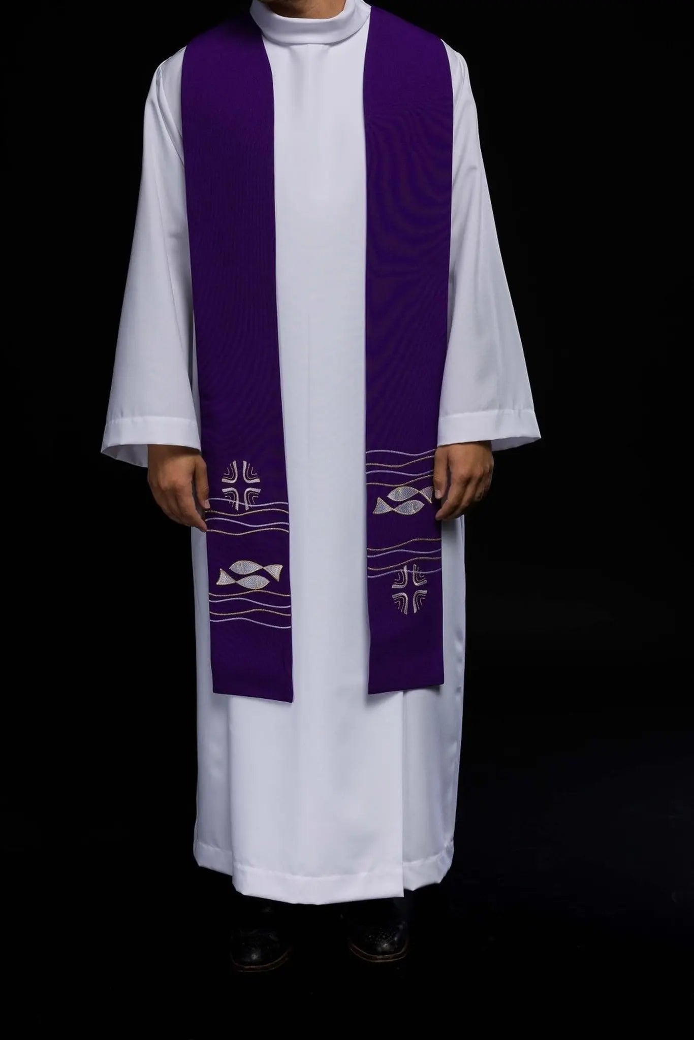 Estola bordada para sacerdote Pez Púrpura
