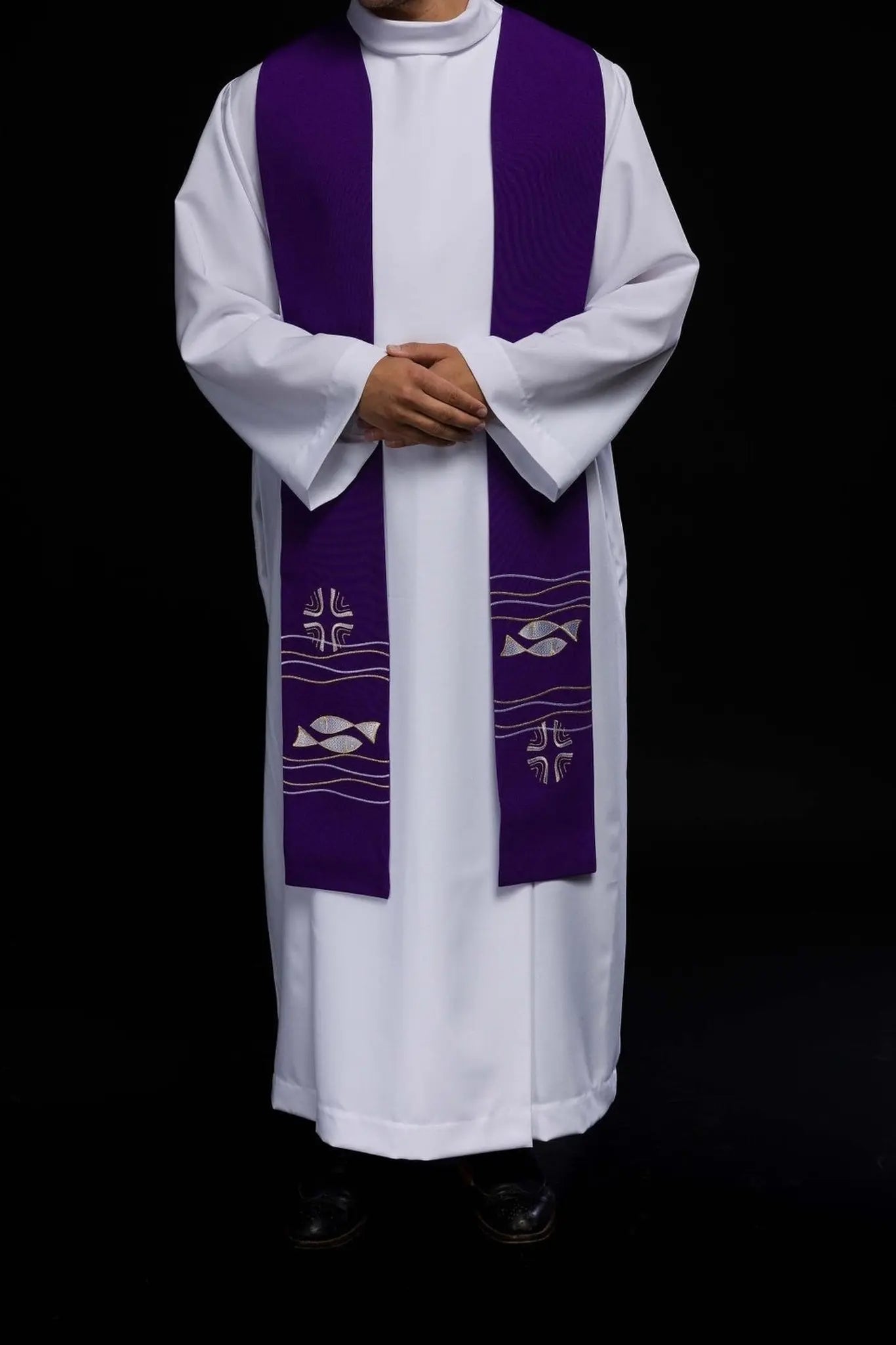 Estola bordada para sacerdote Pez Púrpura