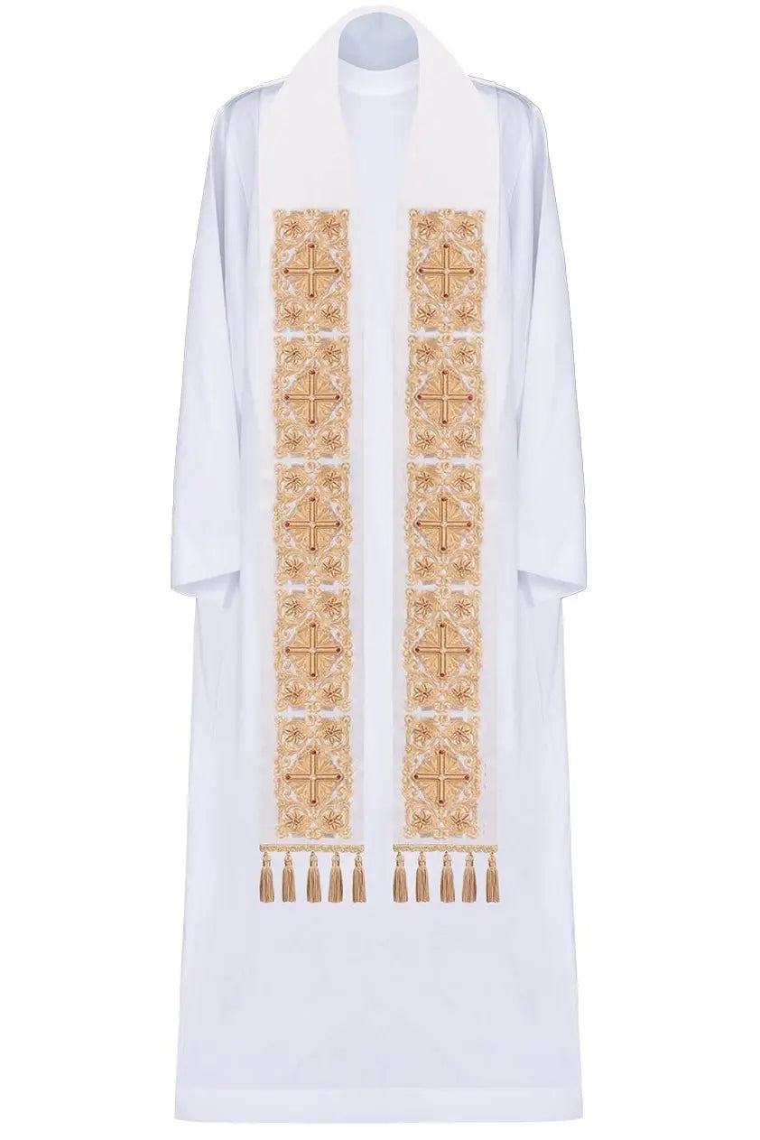 Embroidered priest's stole decorated with gold stones