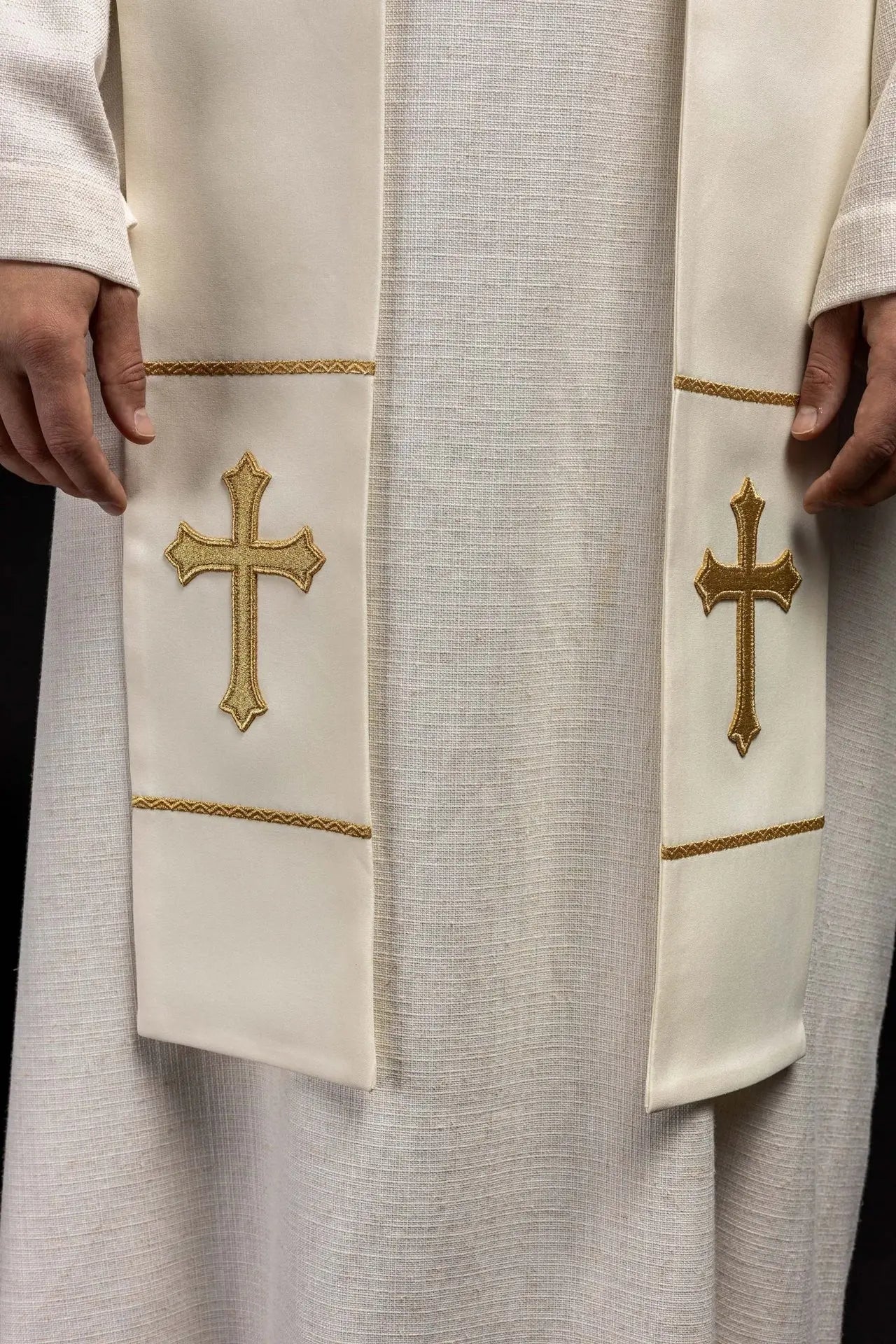 Estola sacerdotal Jesús Misericordioso, Jesús en ti confío ecru