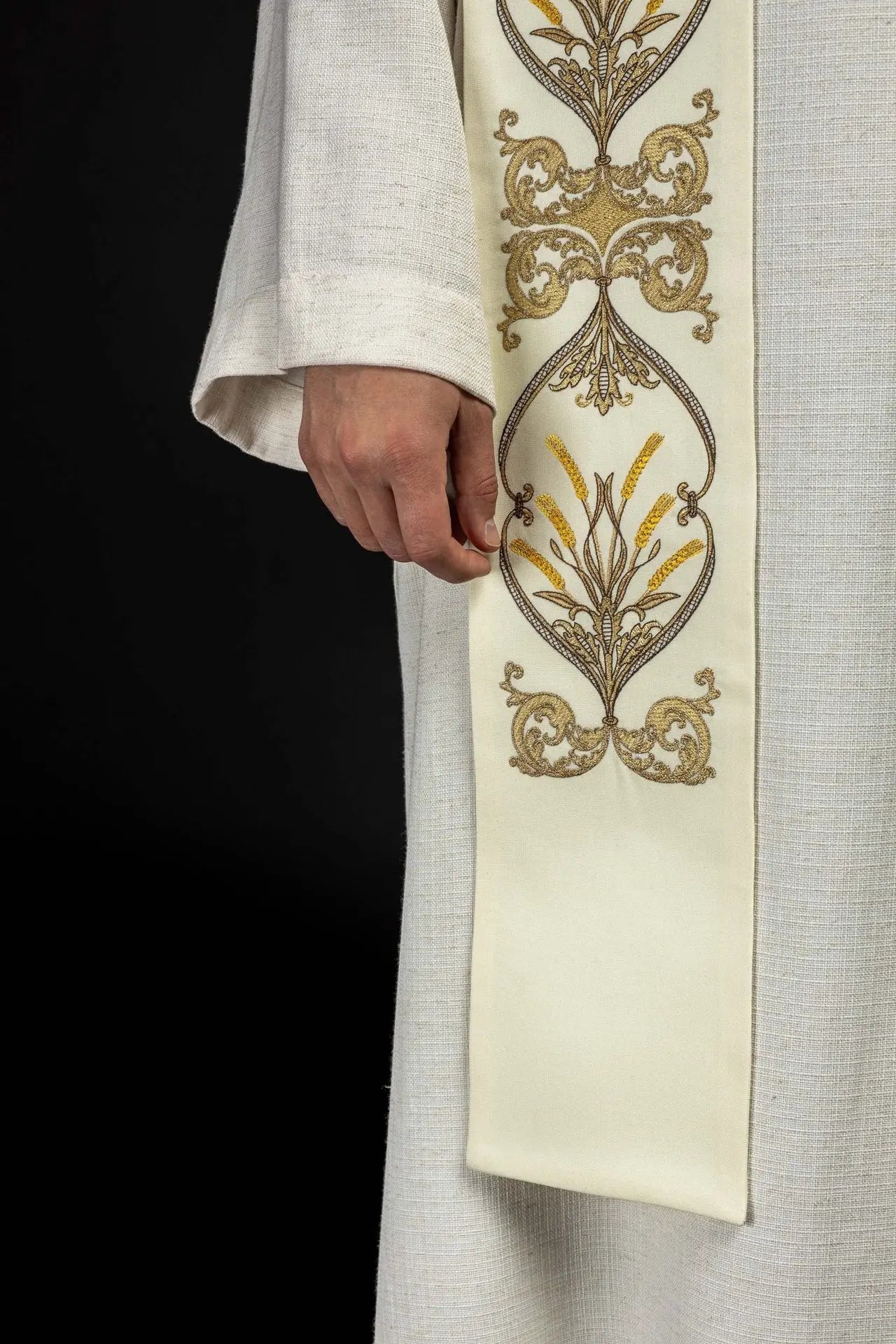 Estola de sacerdote cáliz IHS ecru
