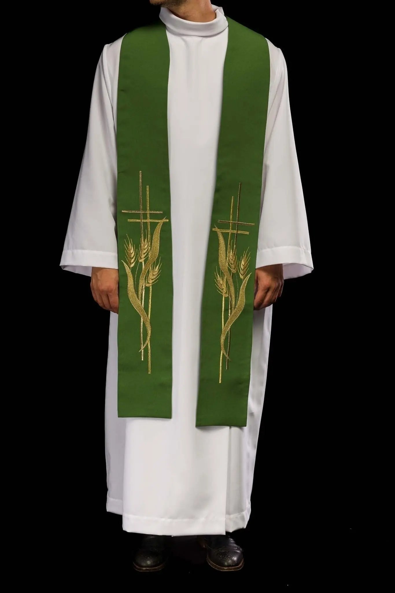 Estola verde bordada para sacerdote