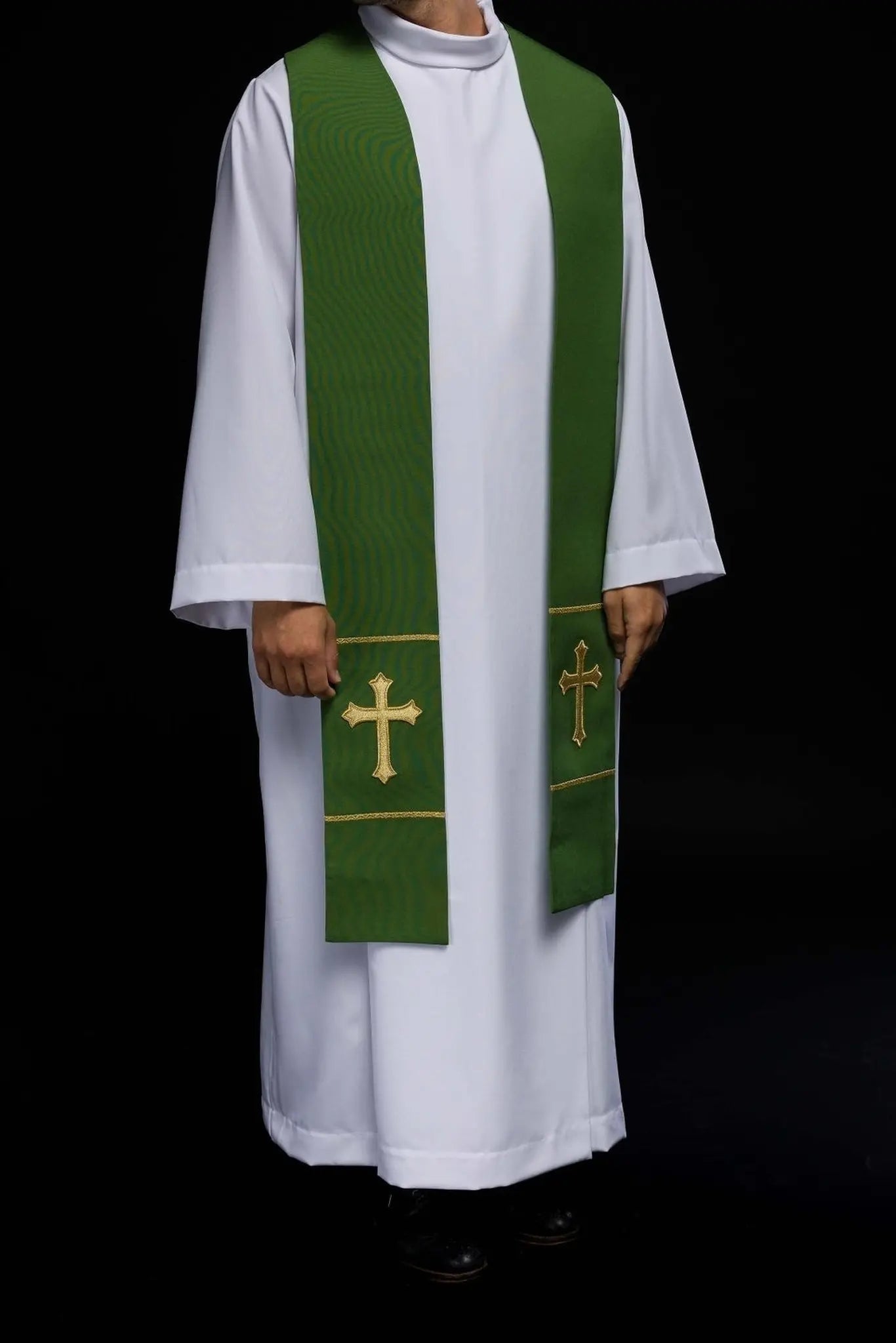 Estola de sacerdote verde bordada Cruz