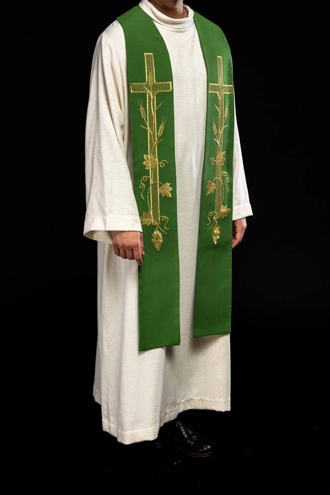 Estola de sacerdote verde bordada Cruz