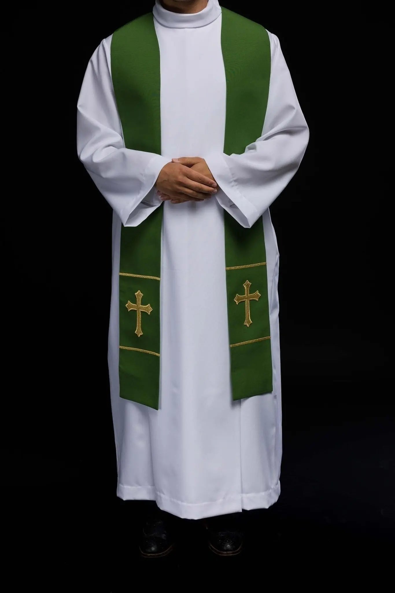 Estola de sacerdote verde bordada Cruz