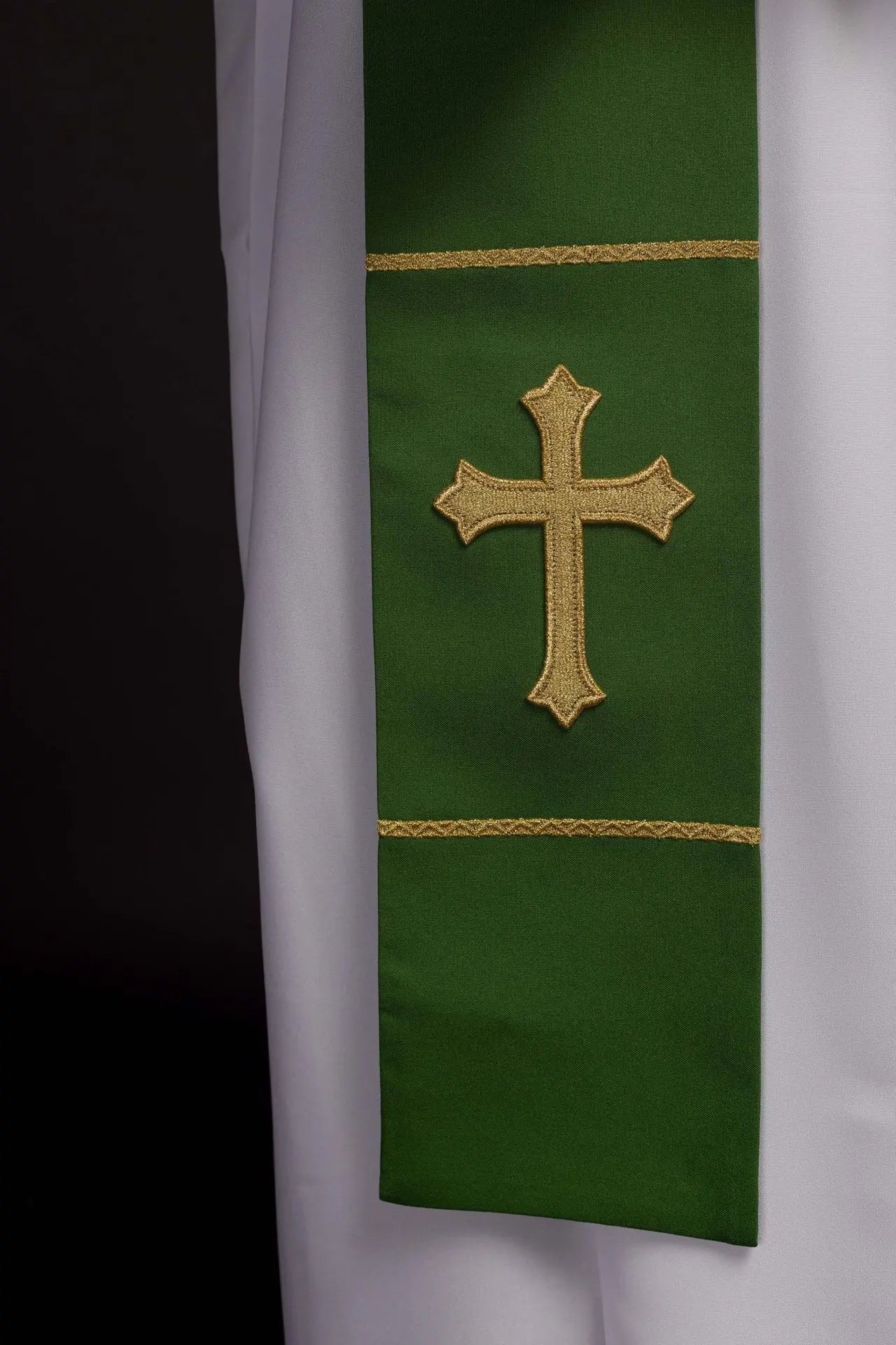 Estola de sacerdote verde bordada Cruz