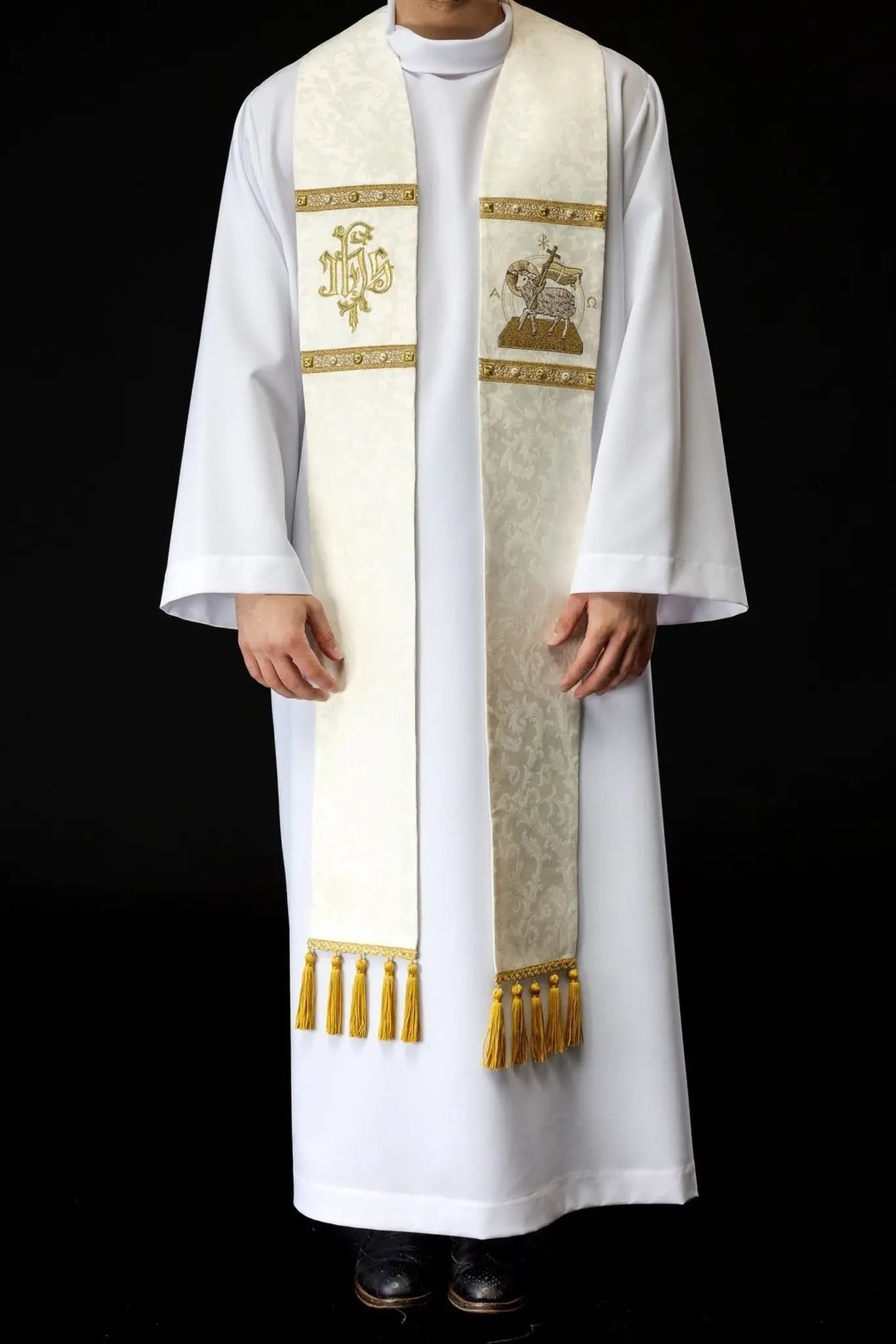 Easter lamb stole sewn on decorative fabric