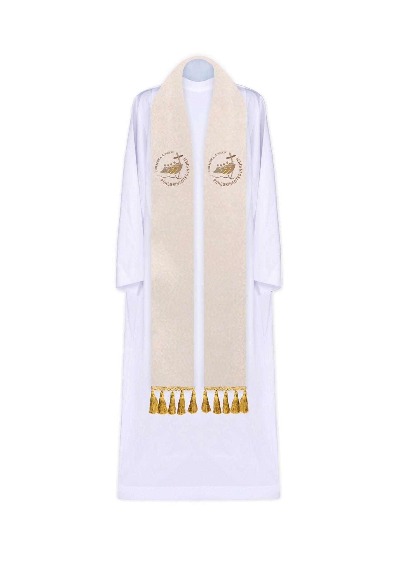 Stuła z haftem JUBILEUSZ RZYM 2025 w kolorze Ecru