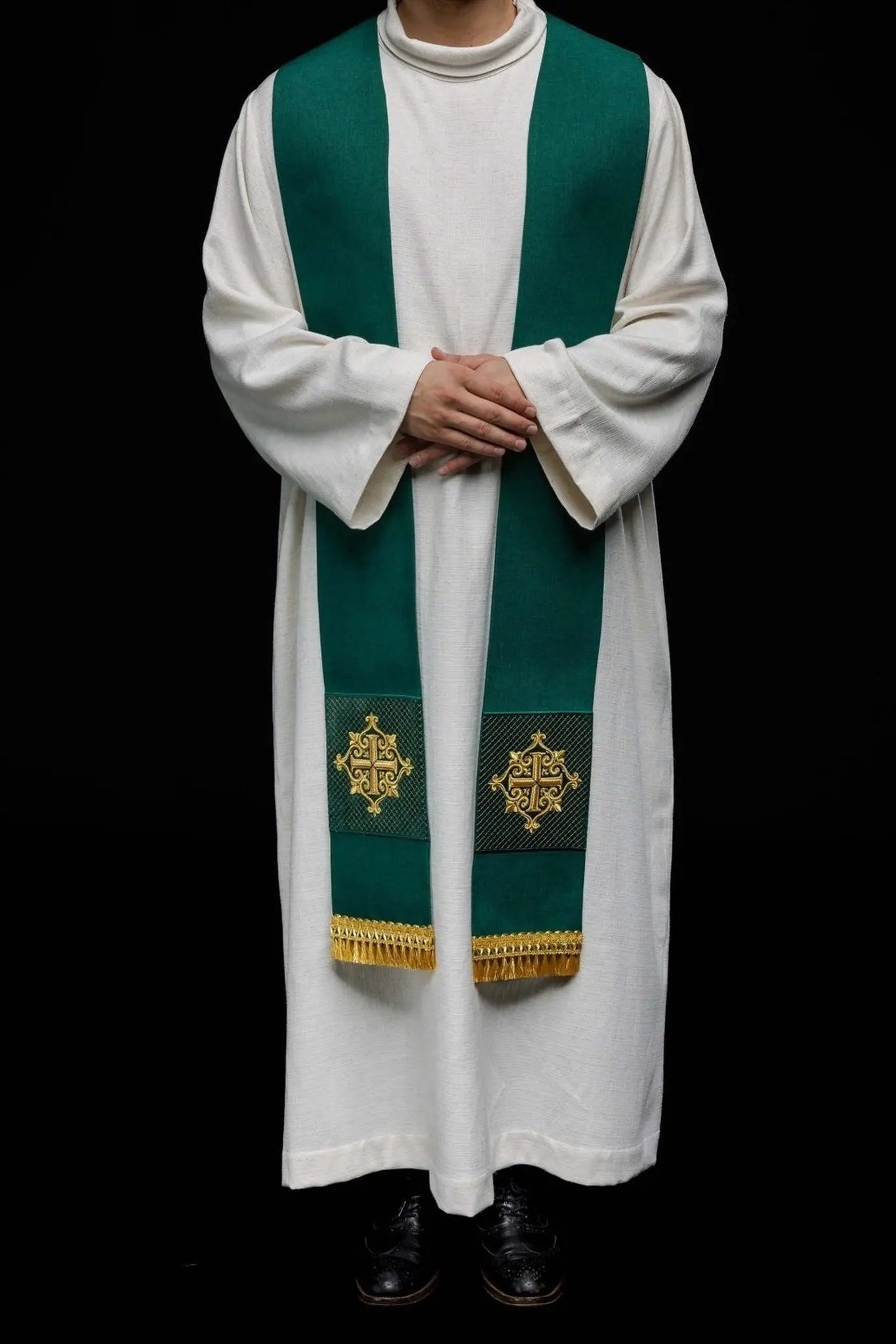 Estola de terciopelo verde