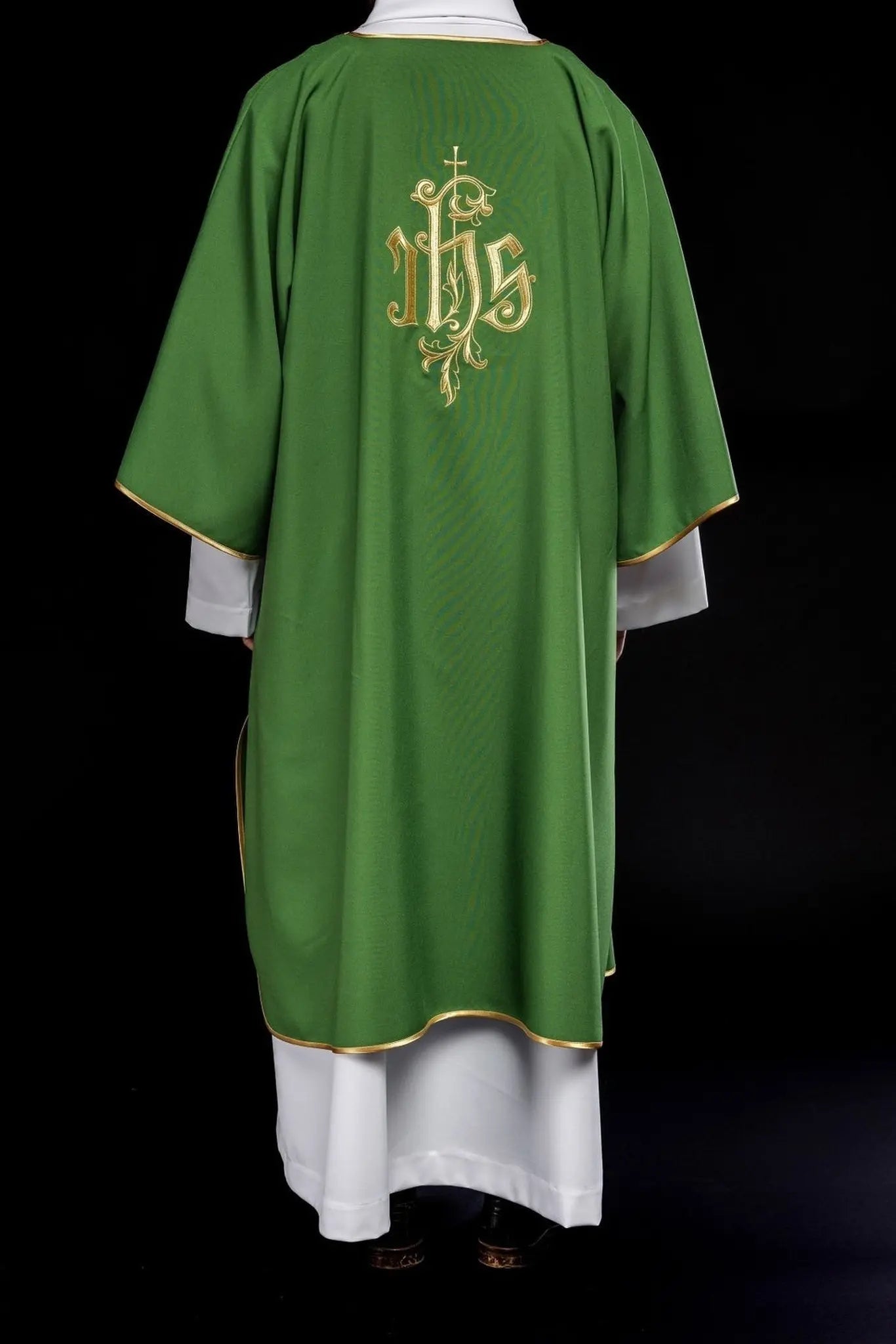 Green IHS embroidered dalmatics